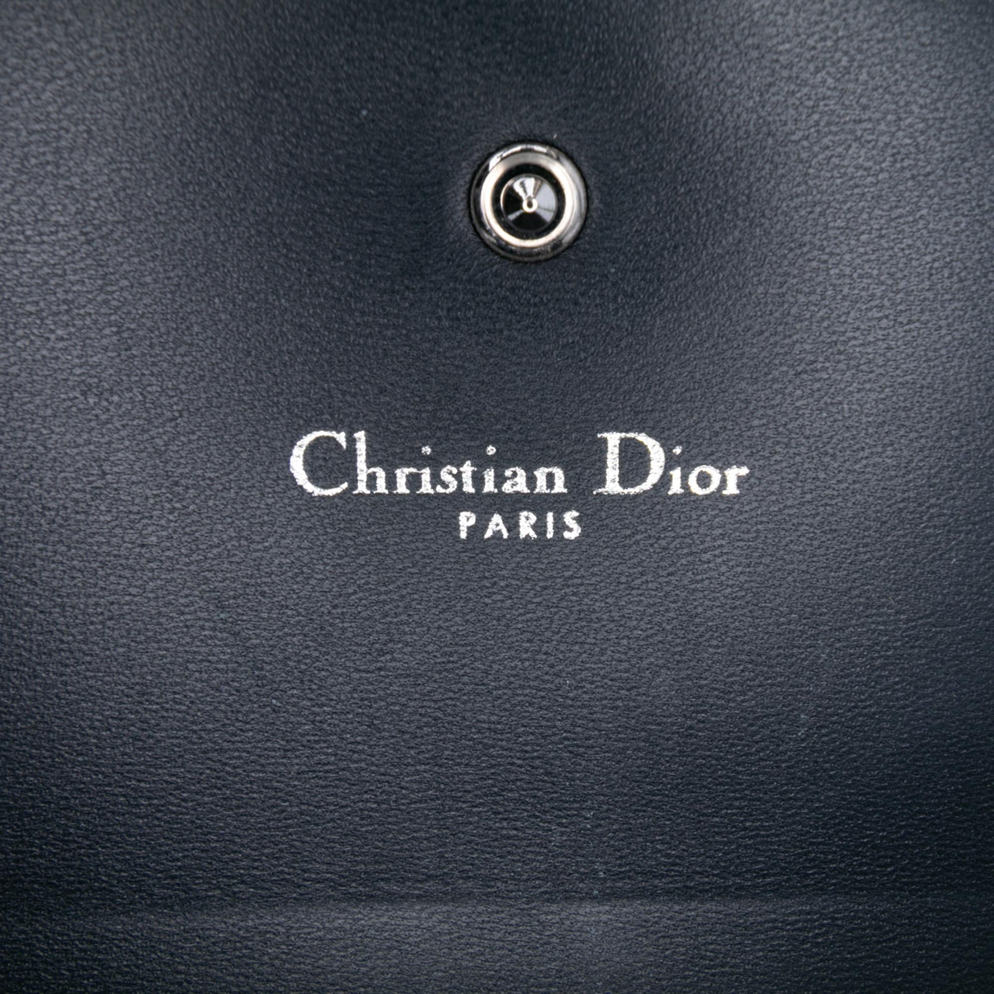 Dior Metallic Patent Microcannage Diorama Wallet on Chain