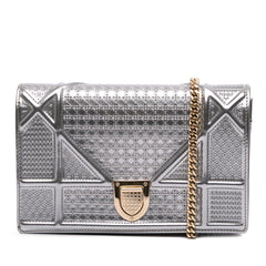 Dior Metallic Patent Microcannage Diorama Wallet on Chain