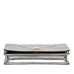 Dior Metallic Patent Microcannage Diorama Wallet on Chain