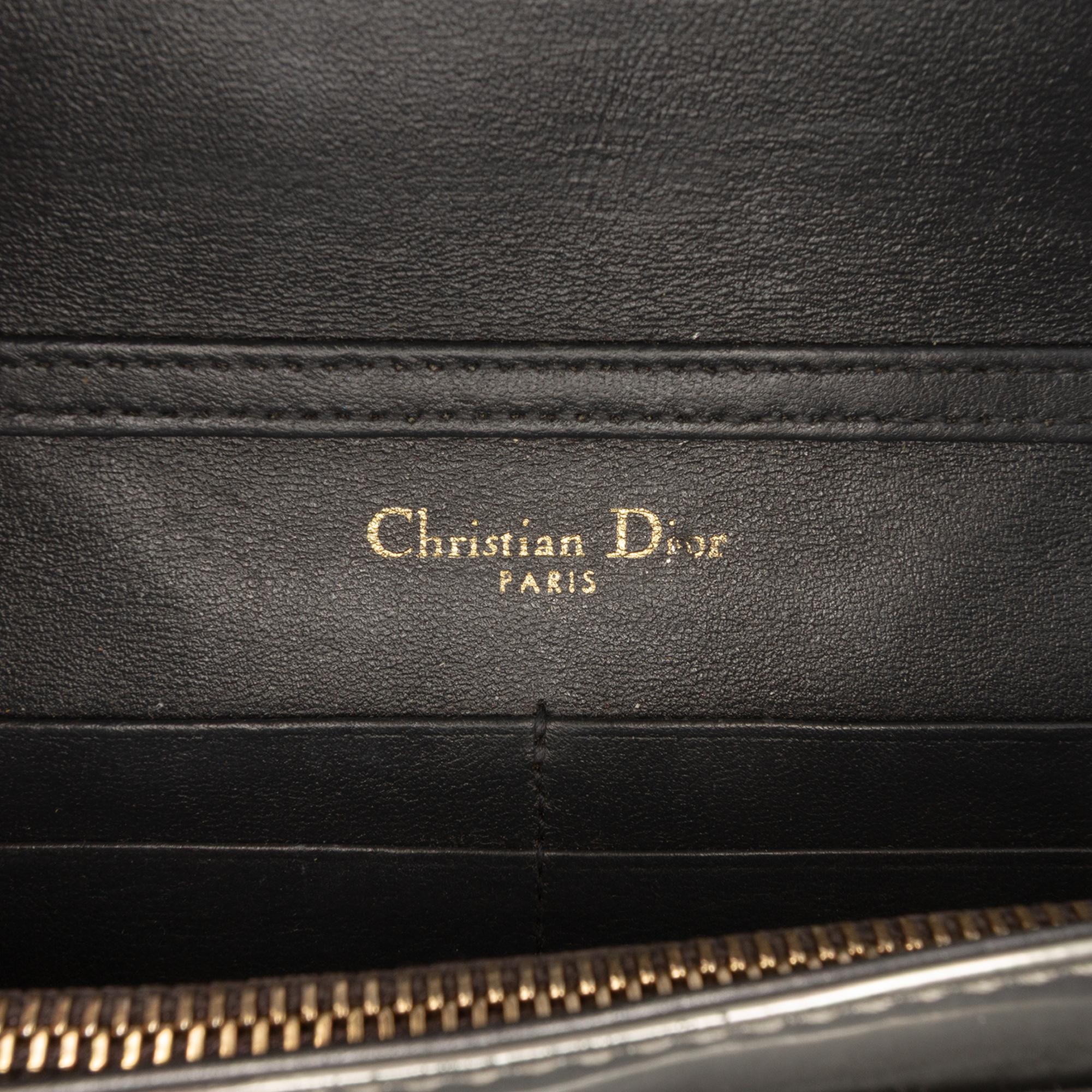 Dior Metallic Patent Microcannage Diorama Wallet on Chain