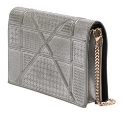 Dior Metallic Patent Microcannage Diorama Wallet on Chain