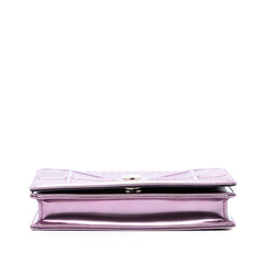 Dior Metallic Patent Microcannage Diorama Wallet on Chain