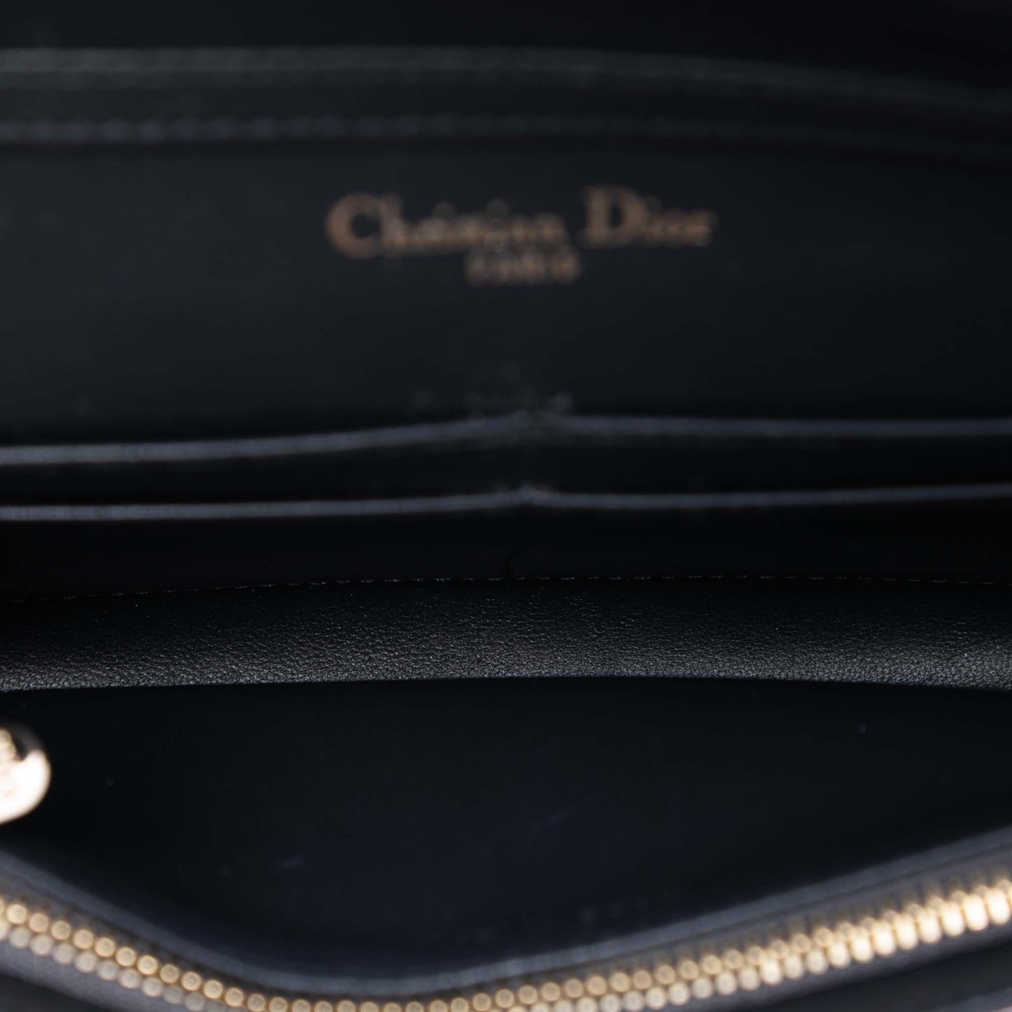 Dior Metallic Patent Microcannage Diorama Wallet on Chain