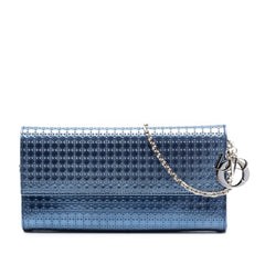 Dior Metallic Patent Microcannage Lady Dior Croisiere Wallet On Chain