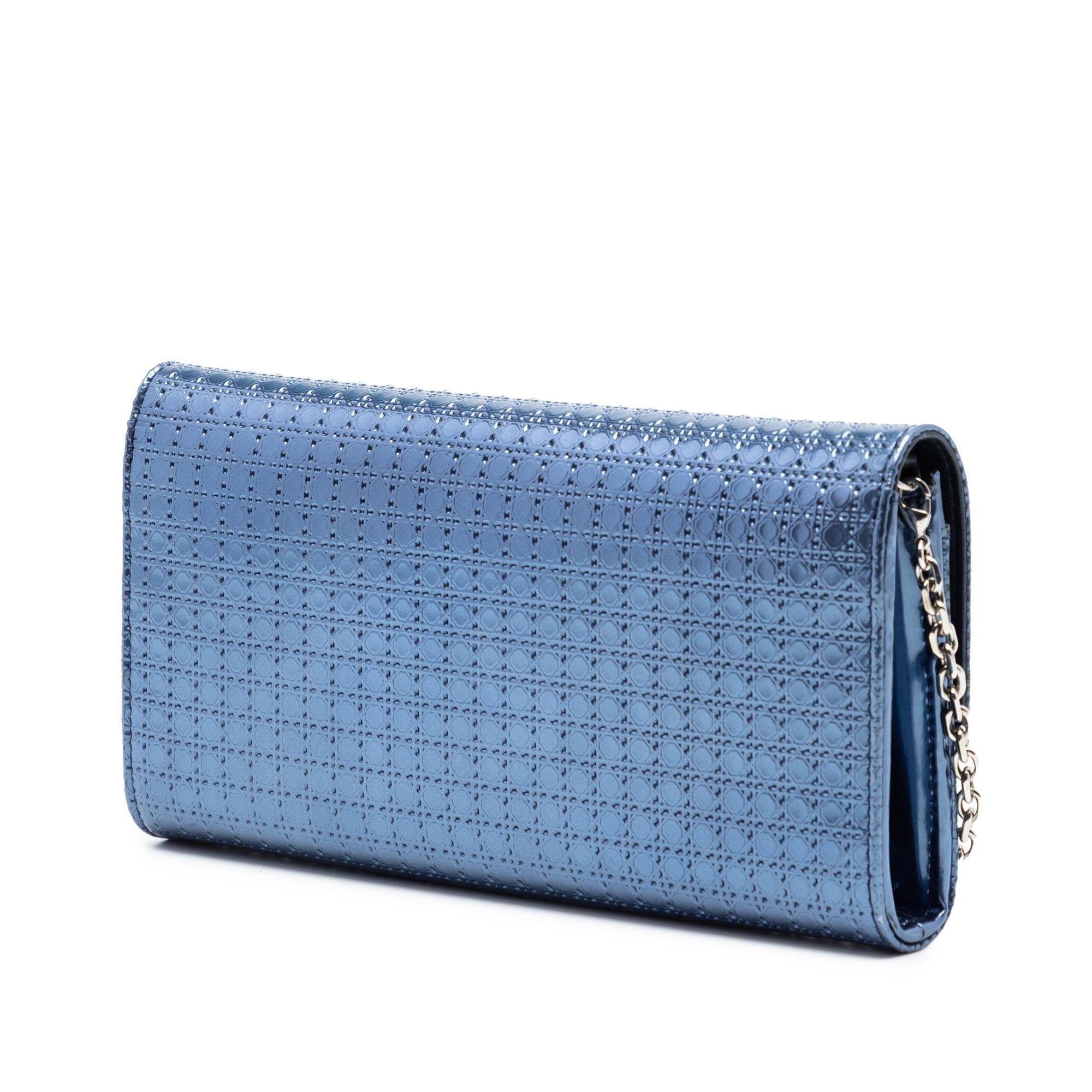 Dior Metallic Patent Microcannage Lady Dior Croisiere Wallet On Chain