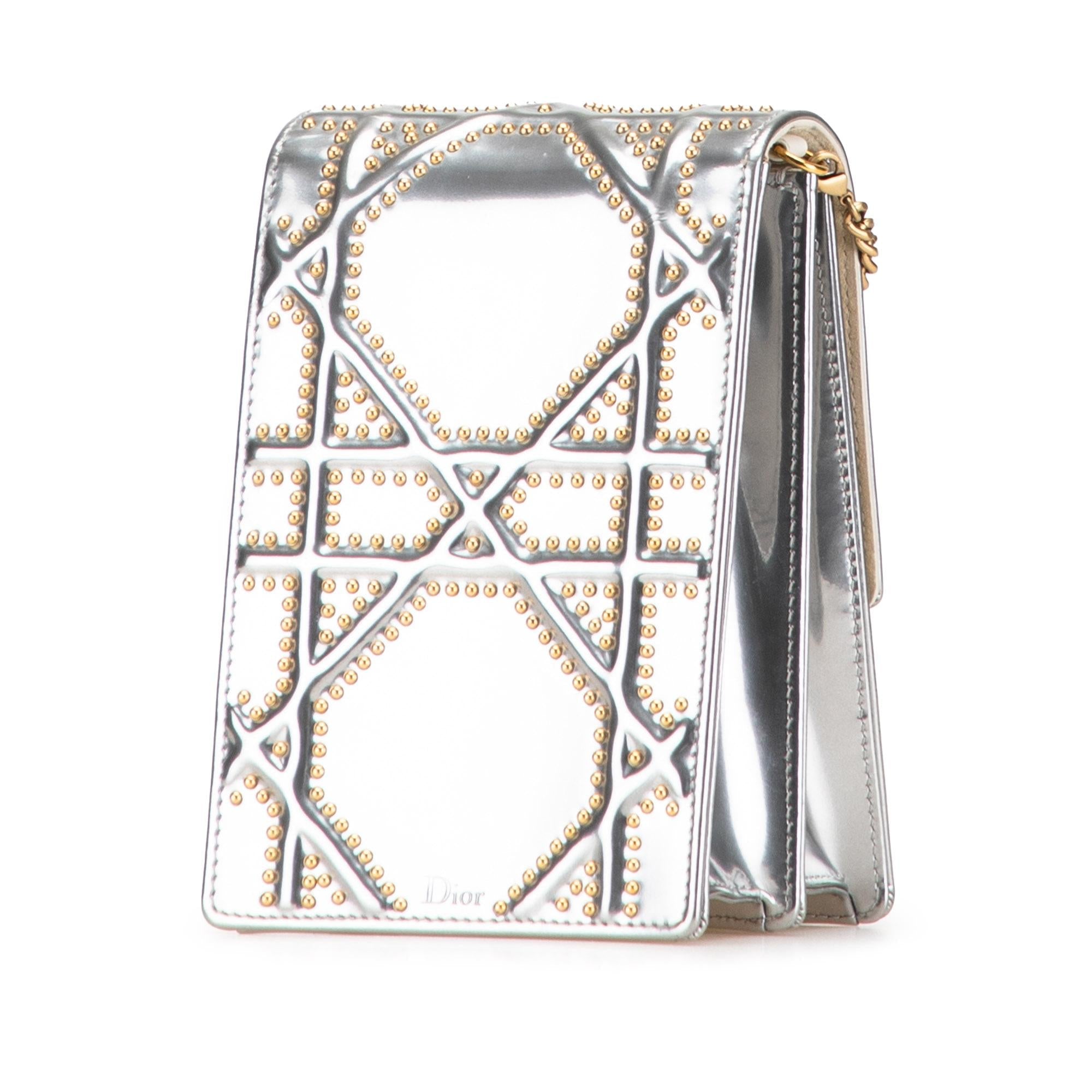 Dior Metallic Studded Calfskin Vertical Diorama