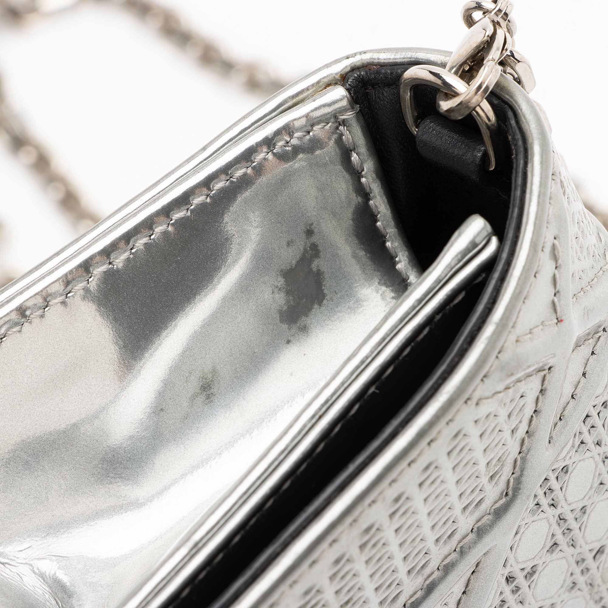 Dior Micro Cannage Metallic Calfskin Diorama Baby Shoulder Bag