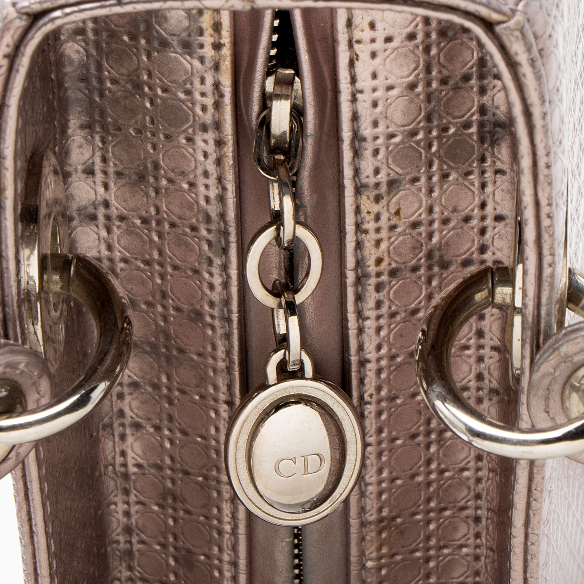 Dior Micro Cannage Metallic Calfskin Lady Dior Medium Tote