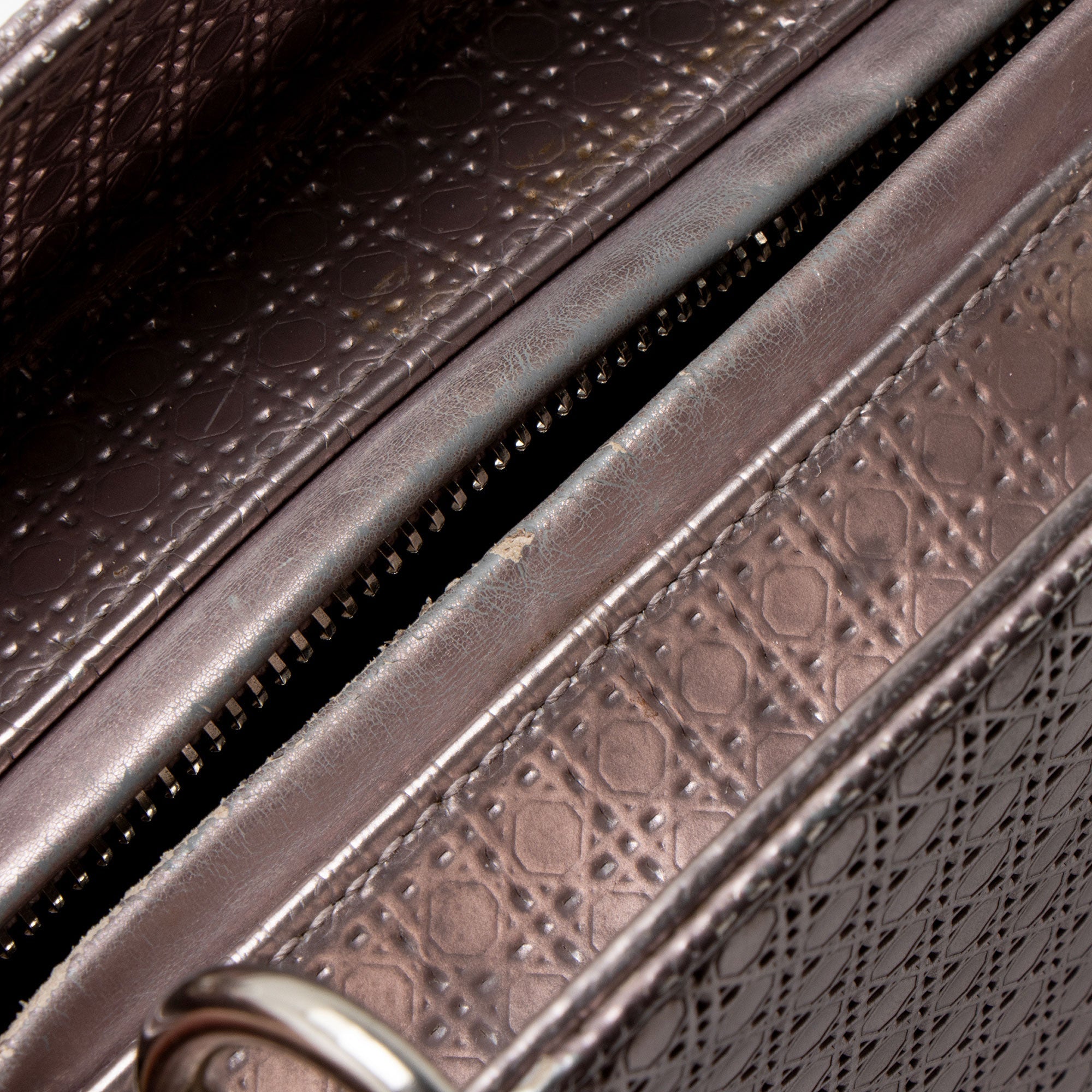 Dior Micro Cannage Metallic Calfskin Lady Dior Medium Tote