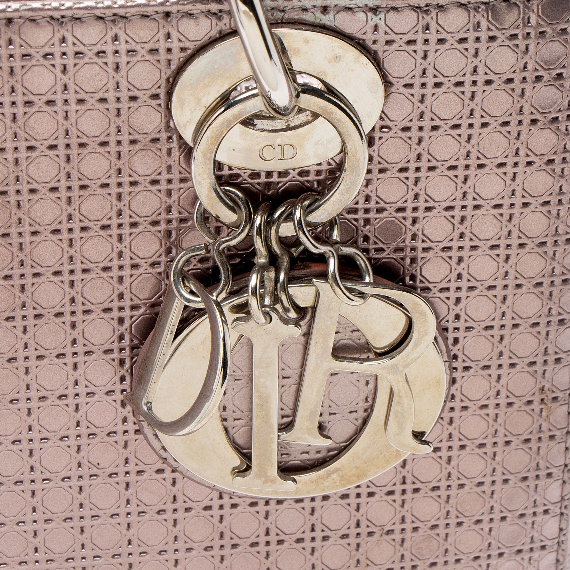 Dior Micro Cannage Metallic Calfskin Lady Dior Medium Tote