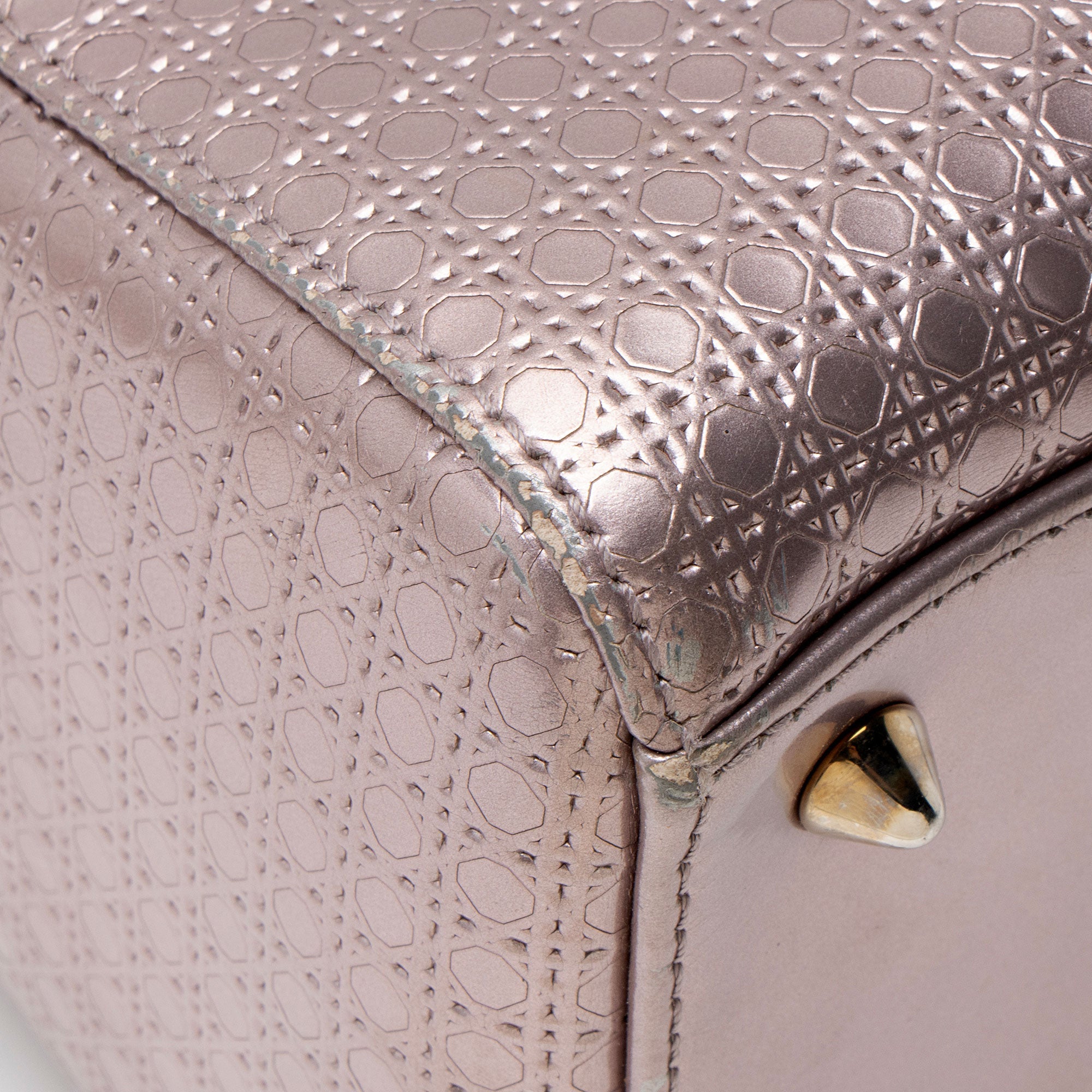 Dior Micro Cannage Metallic Calfskin Lady Dior Medium Tote