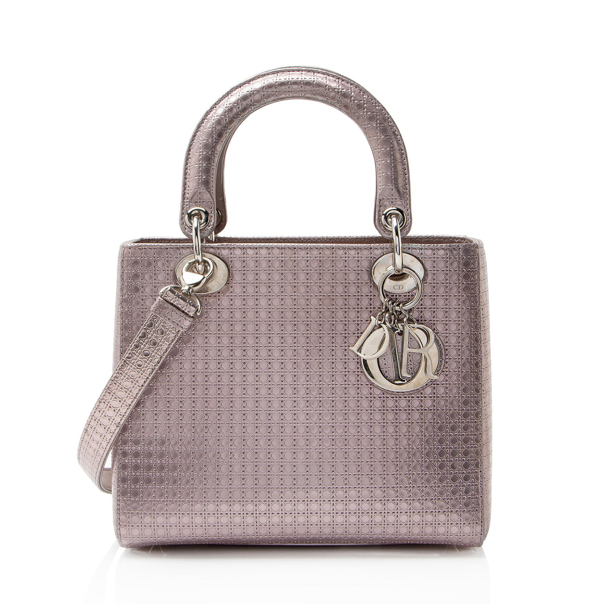 Dior Micro Cannage Metallic Calfskin Lady Dior Medium Tote