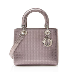 Dior Micro Cannage Metallic Calfskin Lady Dior Medium Tote