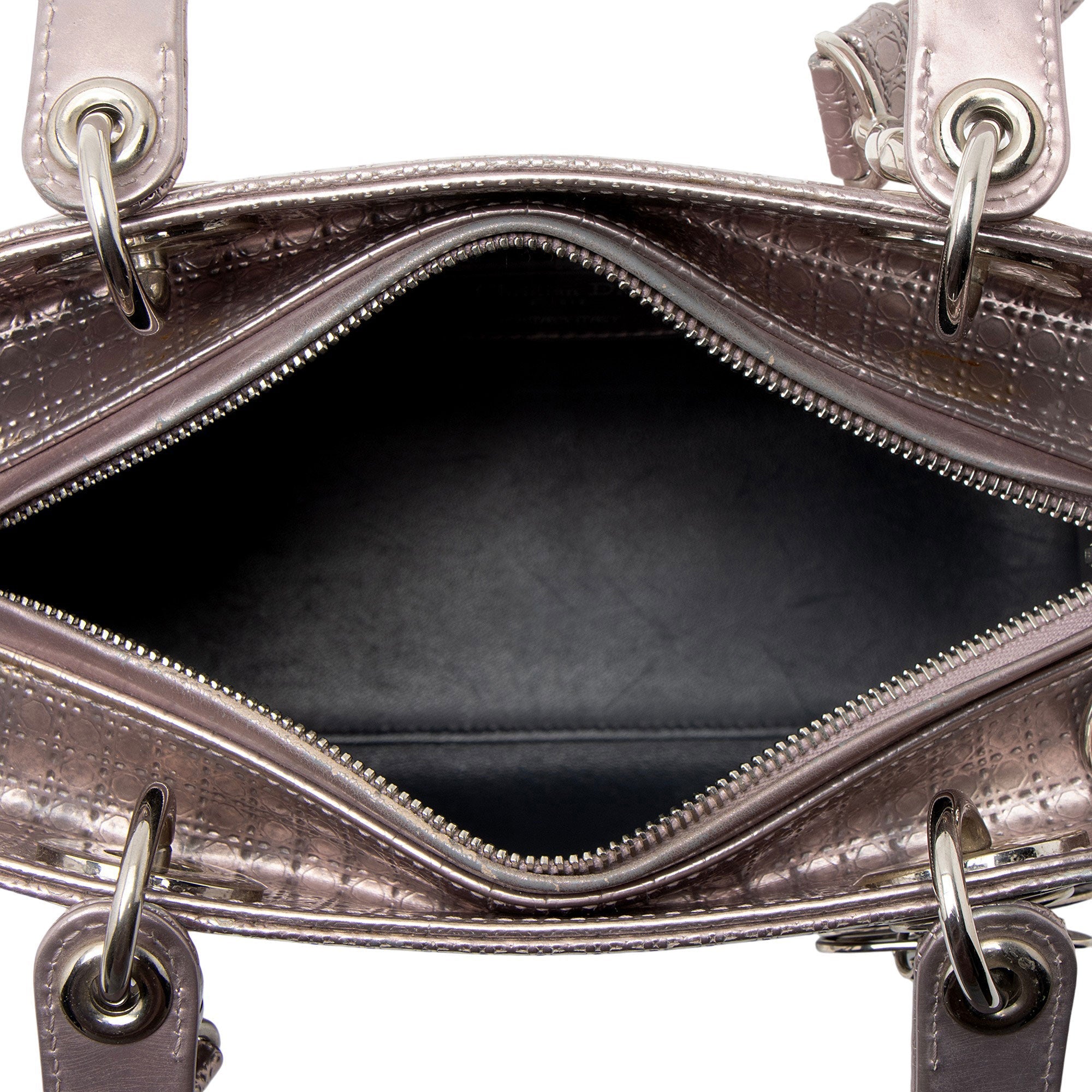 Dior Micro Cannage Metallic Calfskin Lady Dior Medium Tote