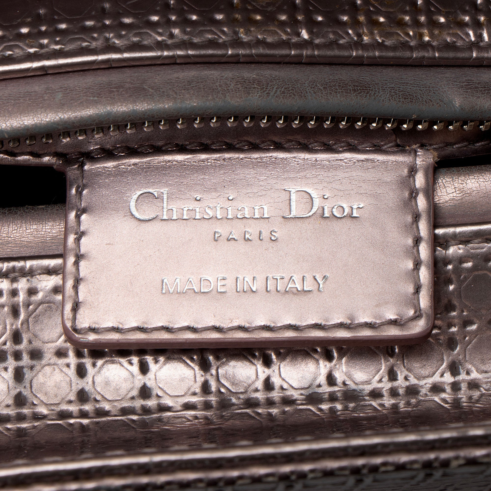 Dior Micro Cannage Metallic Calfskin Lady Dior Medium Tote