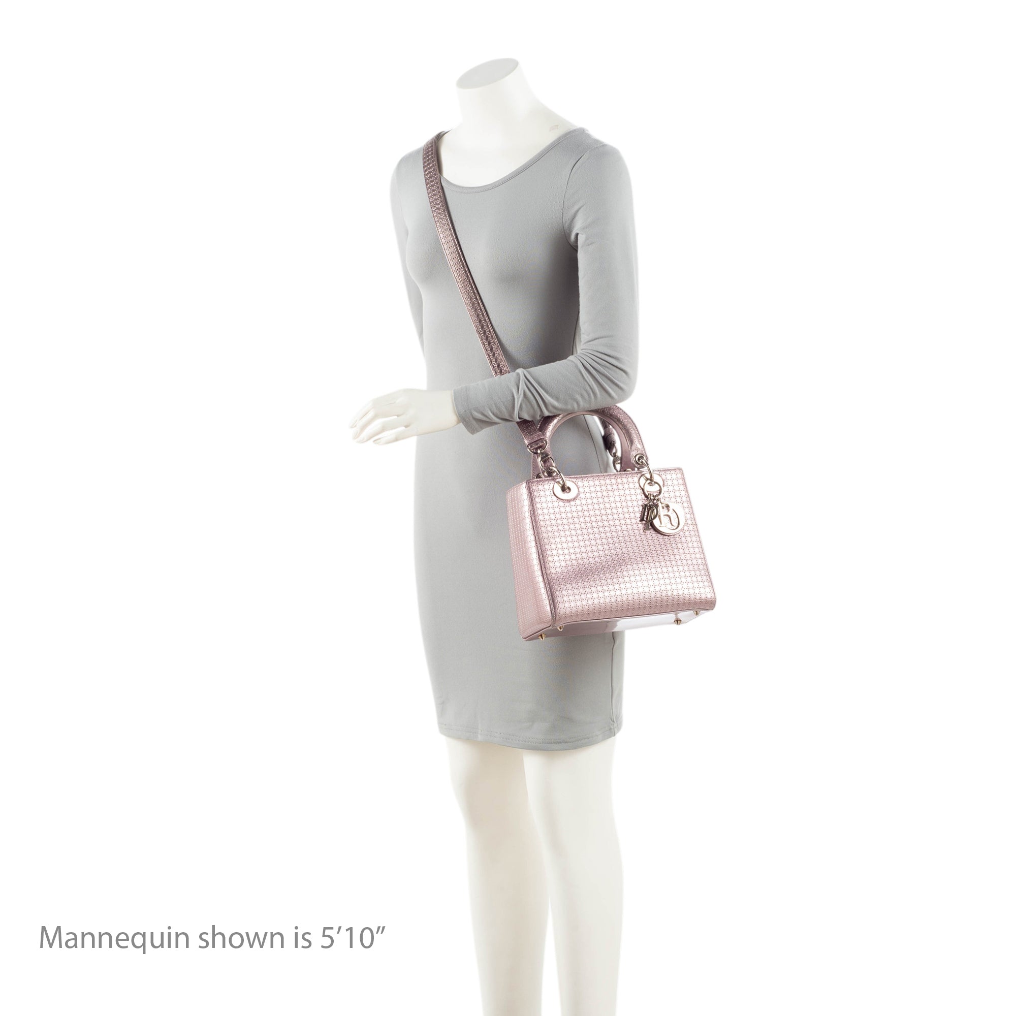 Dior Micro Cannage Metallic Calfskin Lady Dior Medium Tote