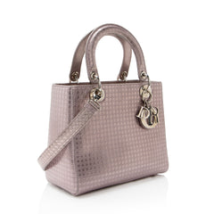 Dior Micro Cannage Metallic Calfskin Lady Dior Medium Tote