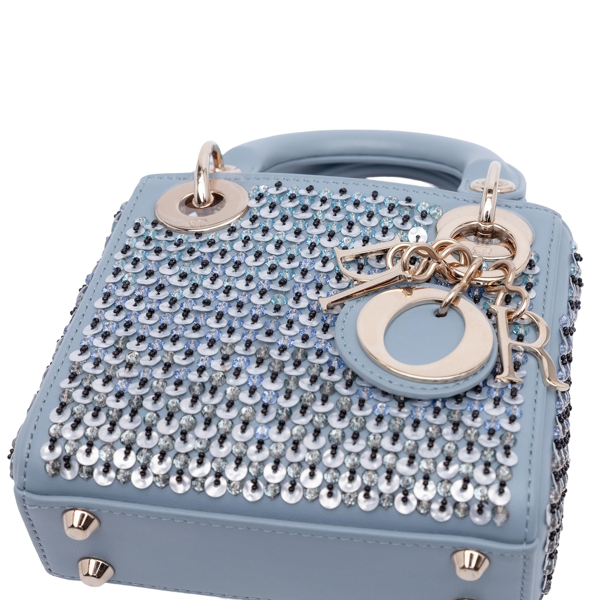 Dior Micro Leather Sequined and Beaded Embellishment Lady Dior