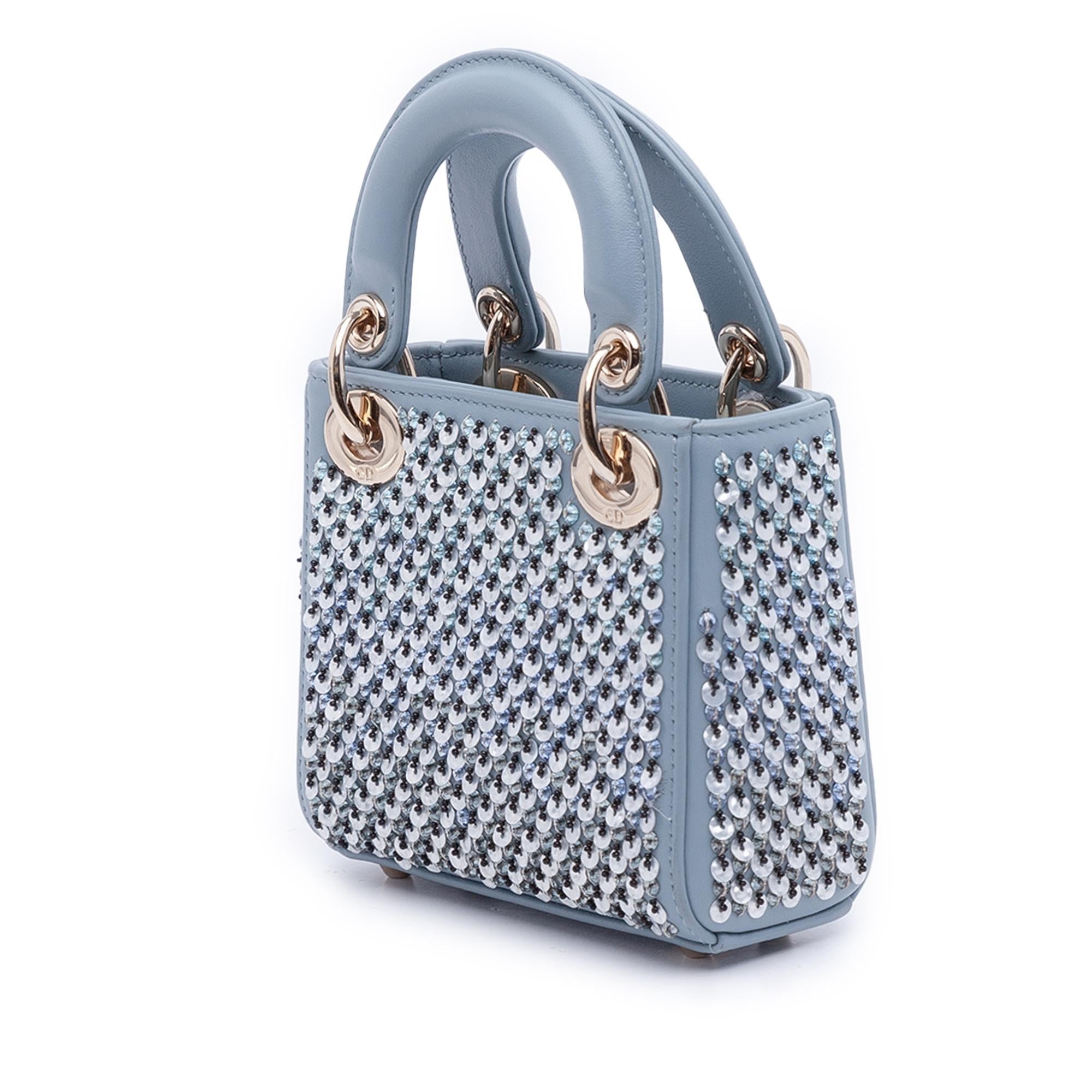 Dior Micro Leather Sequined and Beaded Embellishment Lady Dior