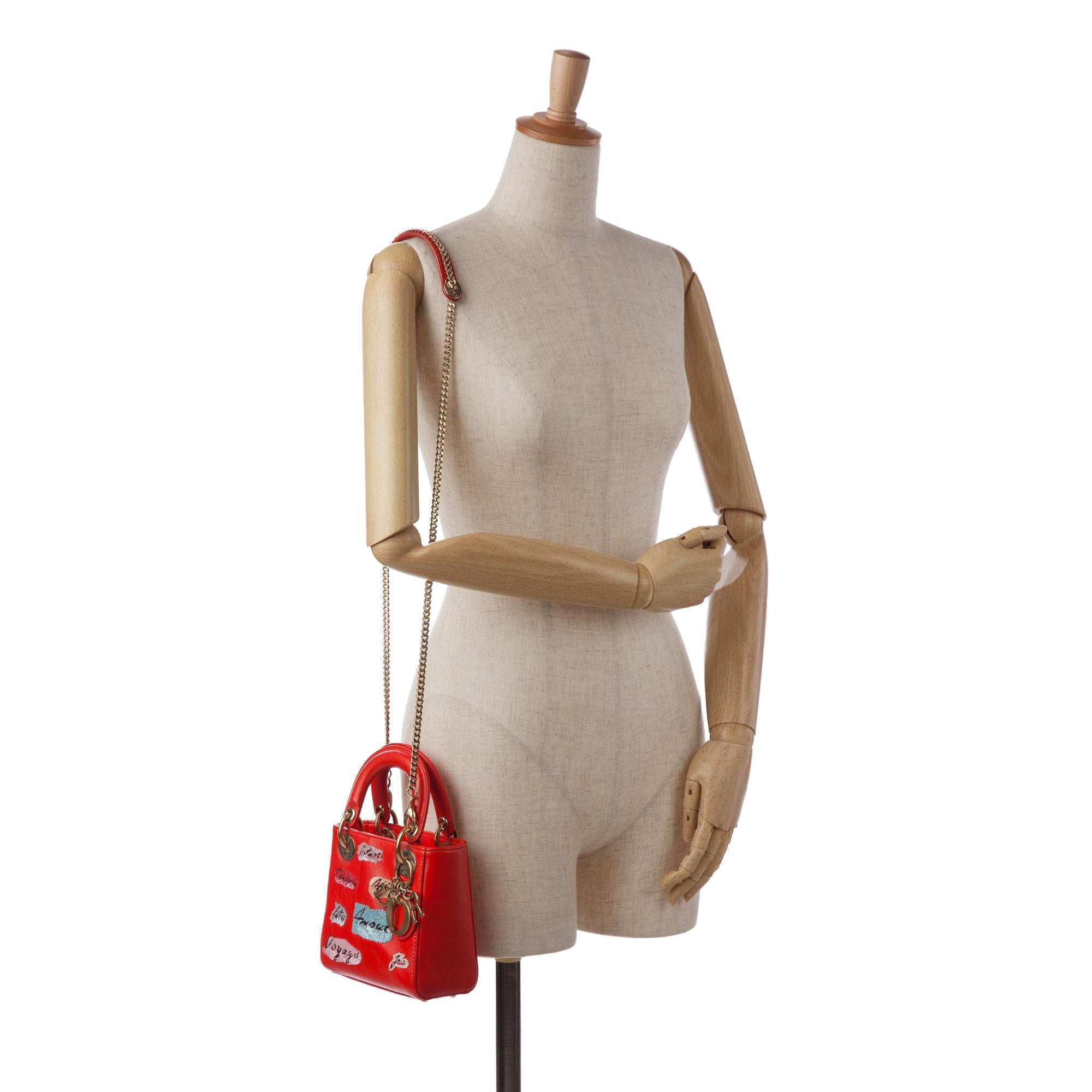 Dior Mini Calfskin Sequin Embellished Lady Dior