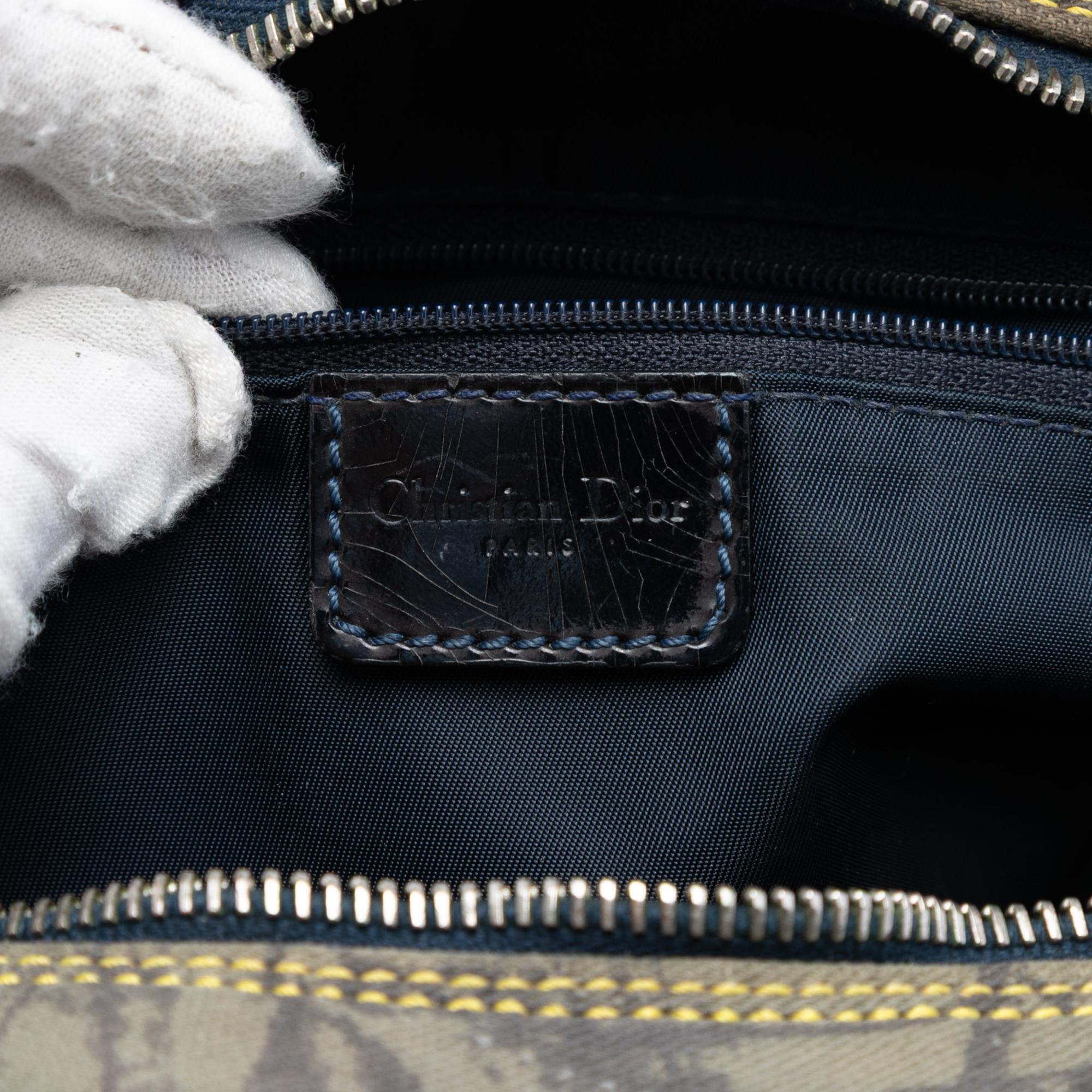 Dior Mini Canvas Denim Print Speedway Double Saddle Bowler Bag