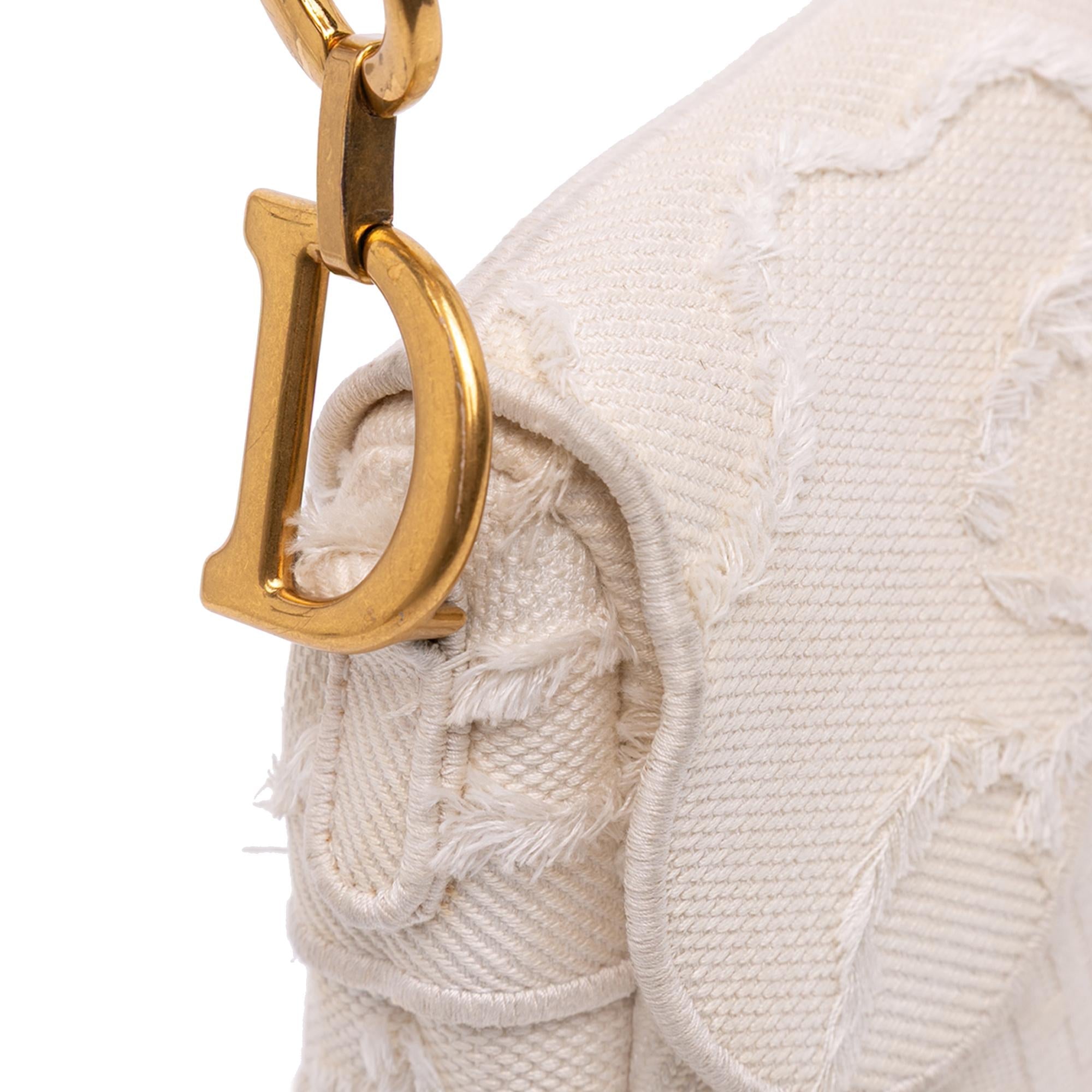 Dior Mini Canvas Embroidered Camouflage Saddle Bag