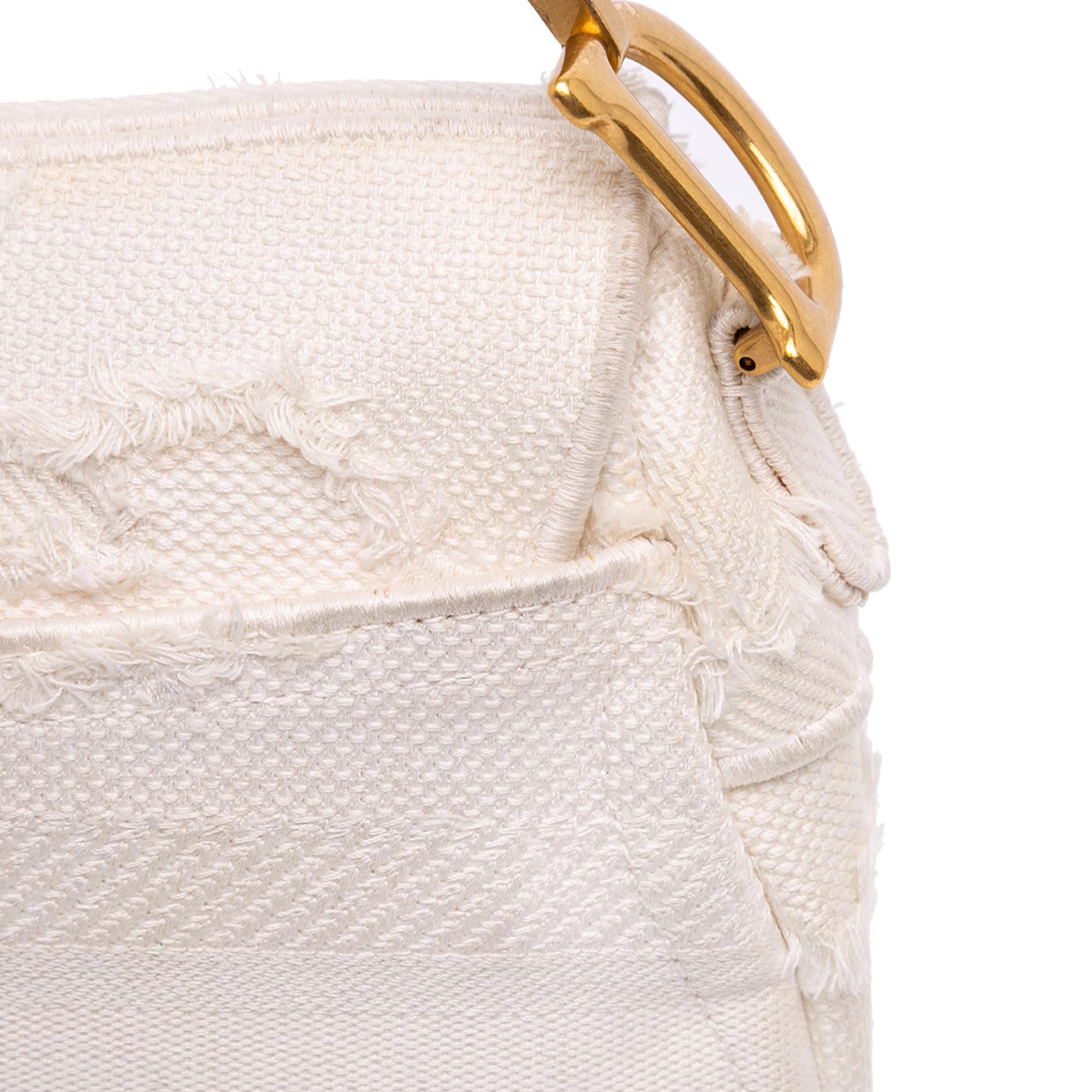 Dior Mini Canvas Embroidered Camouflage Saddle Bag