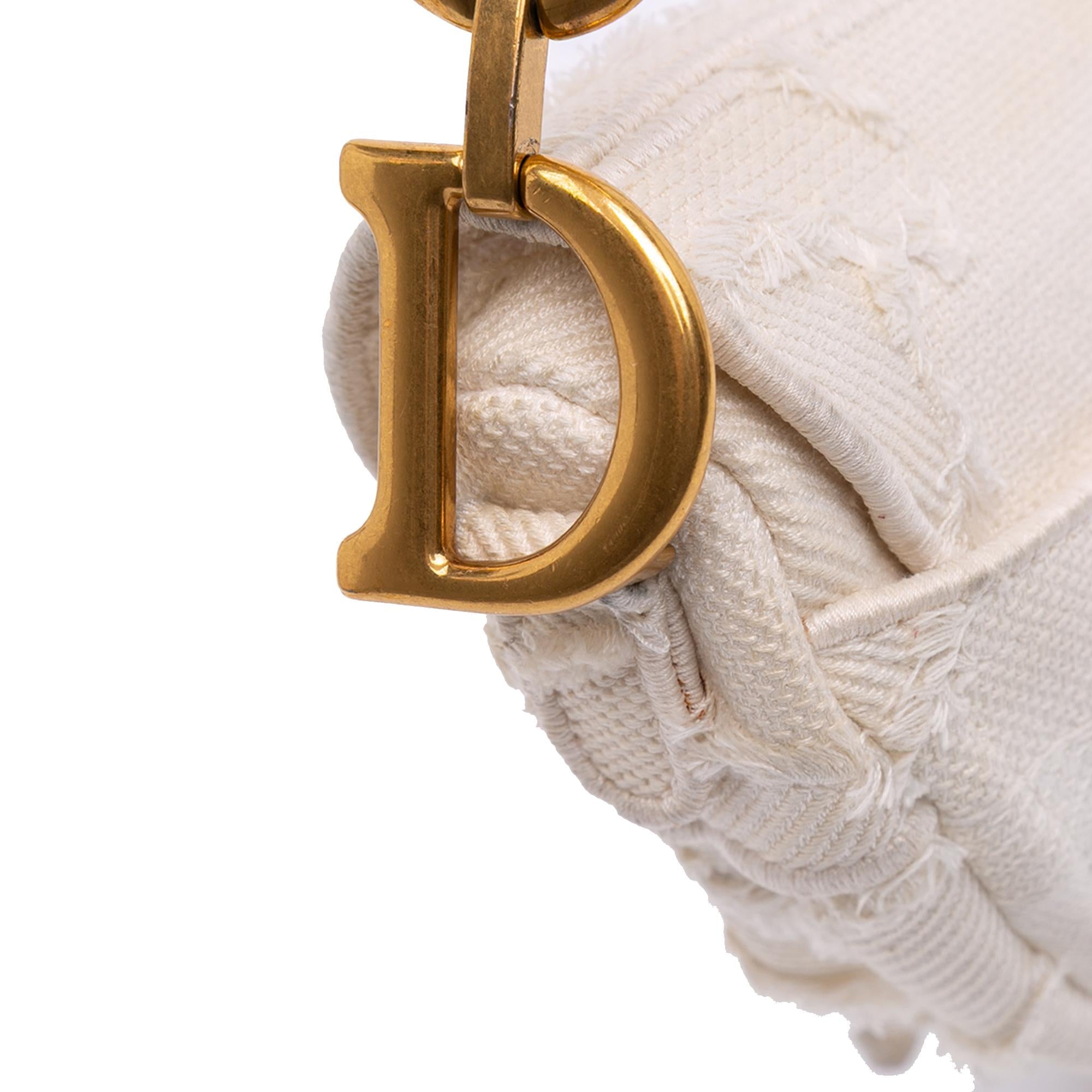 Dior Mini Canvas Embroidered Camouflage Saddle Bag