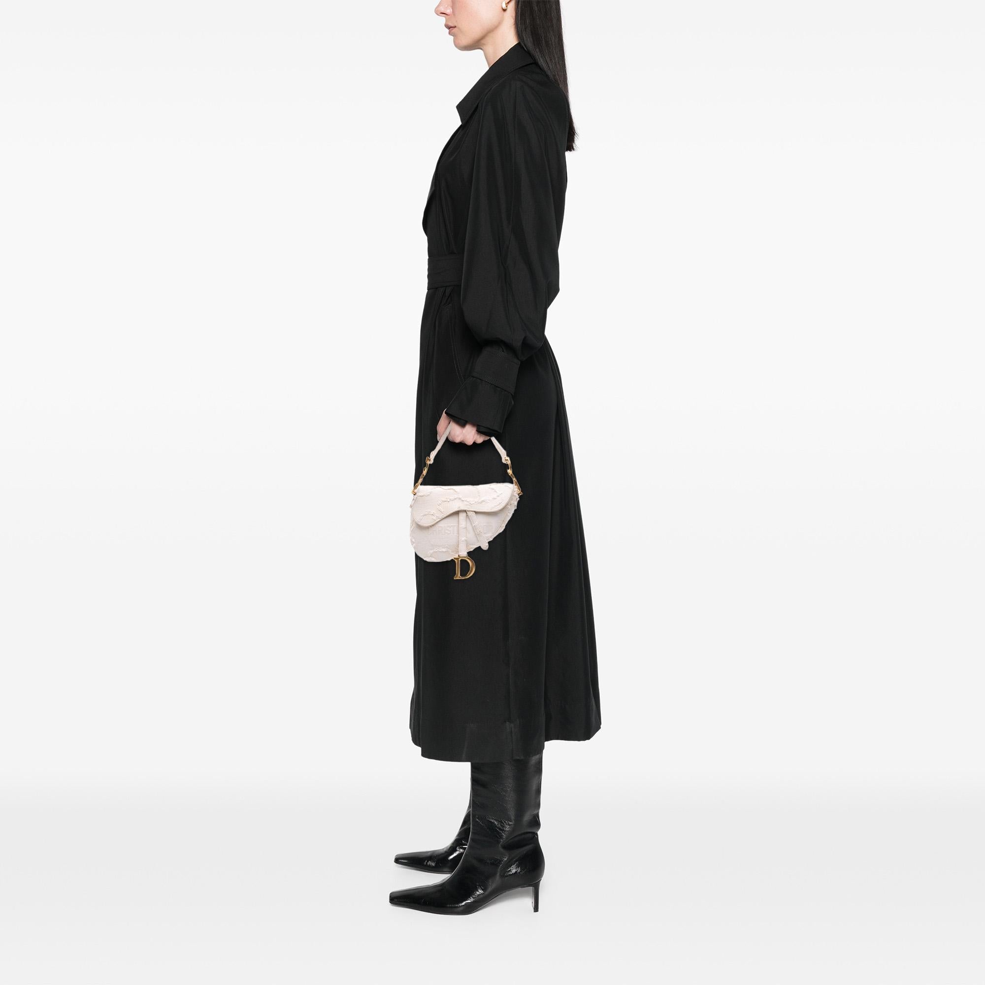 Dior Mini Canvas Embroidered Camouflage Saddle Bag