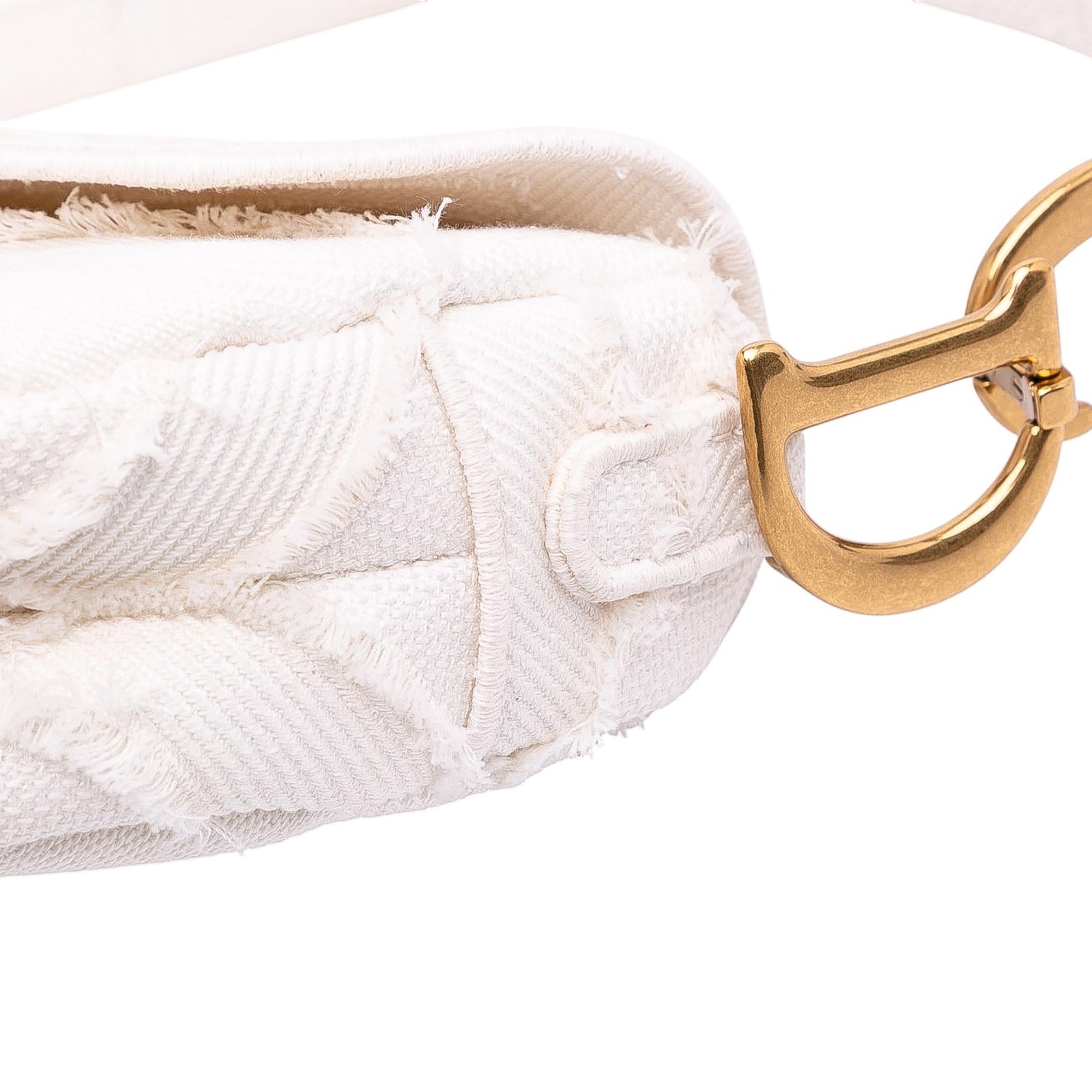 Dior Mini Canvas Embroidered Camouflage Saddle Bag