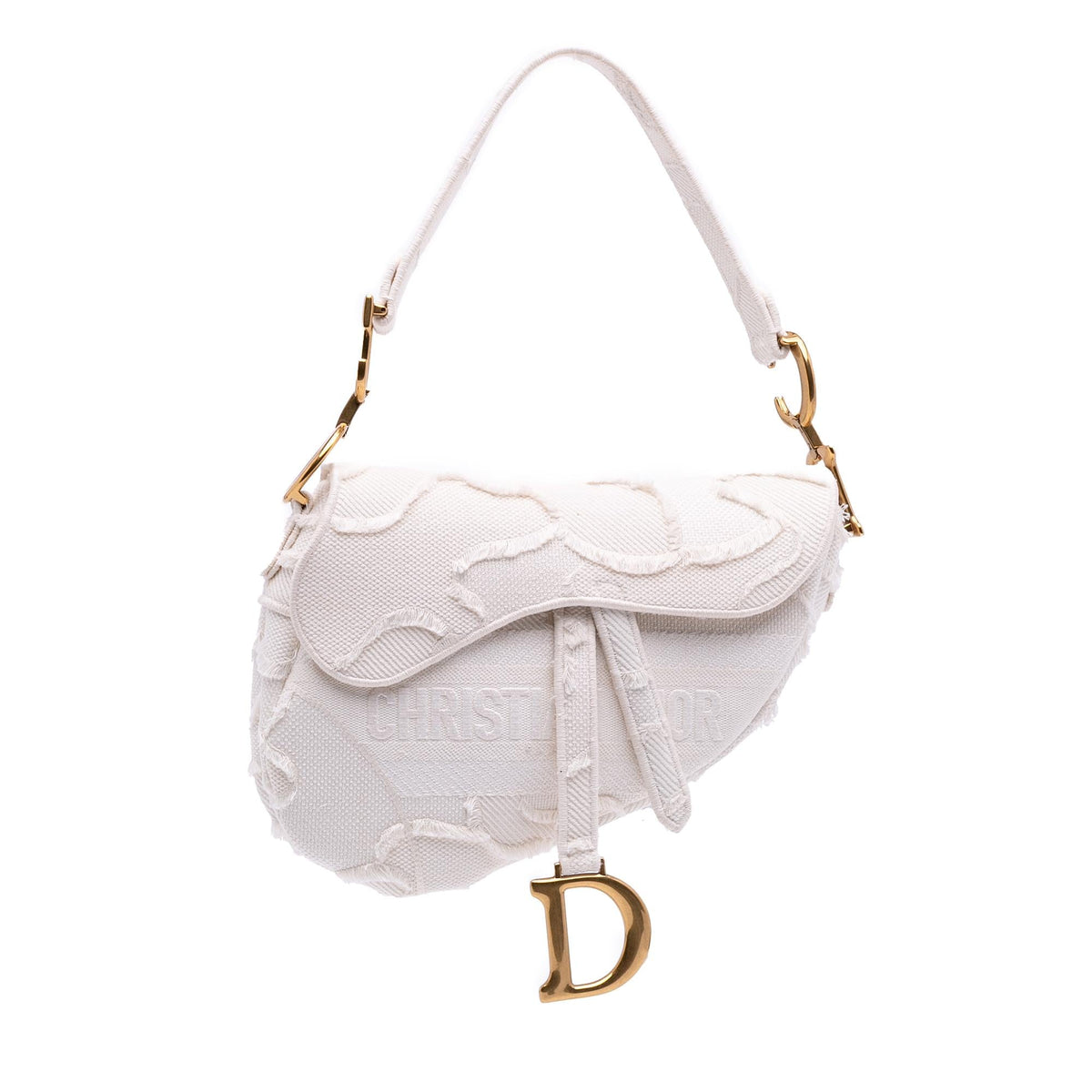 Dior Mini Canvas Embroidered Camouflage Saddle Bag