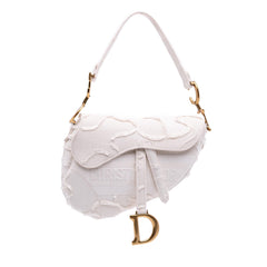 Dior Mini Canvas Embroidered Camouflage Saddle Bag