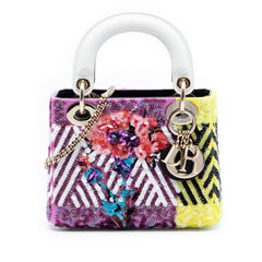 Dior Mini Canvas Sequin Flower Pop Lady Dior