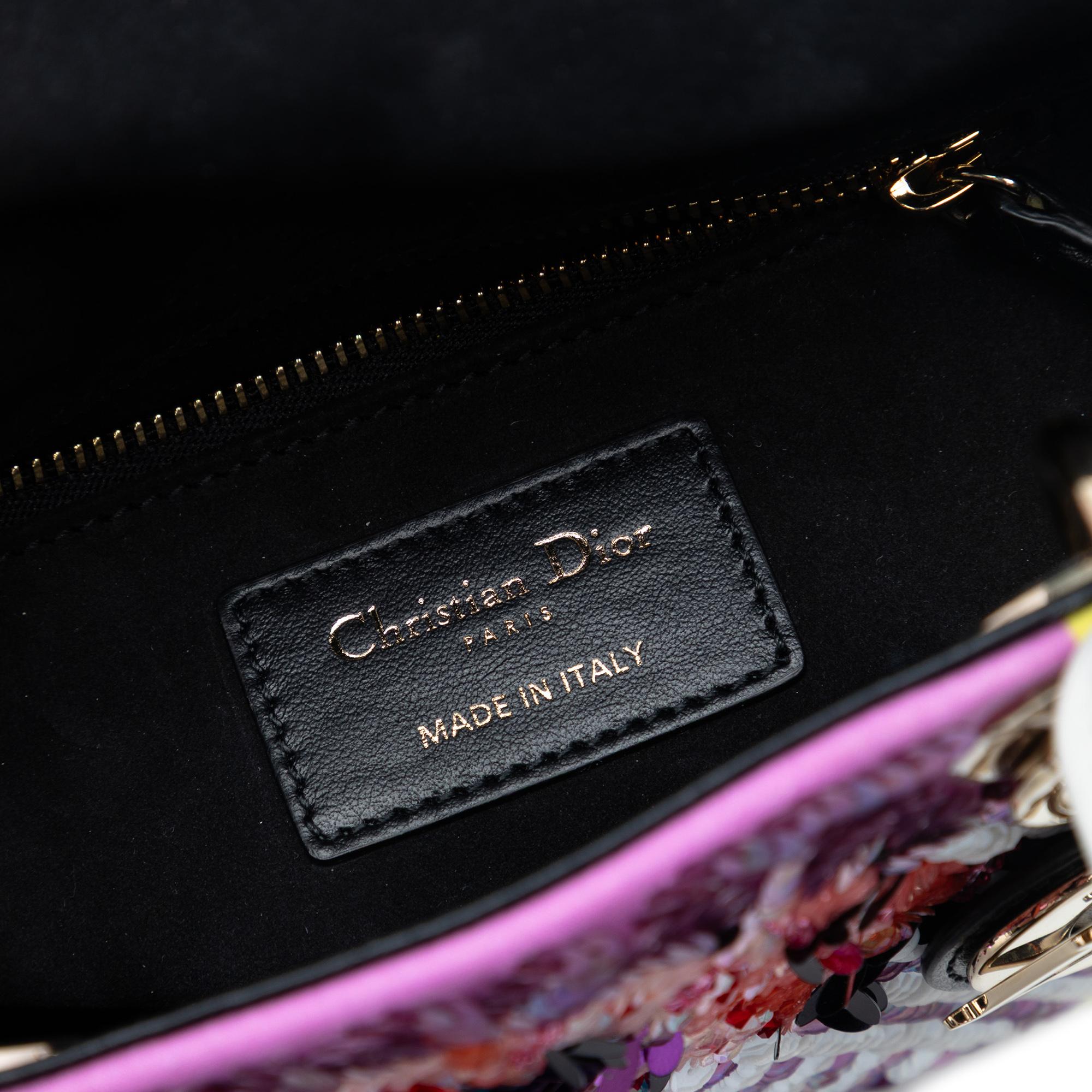 Dior Mini Canvas Sequin Flower Pop Lady Dior