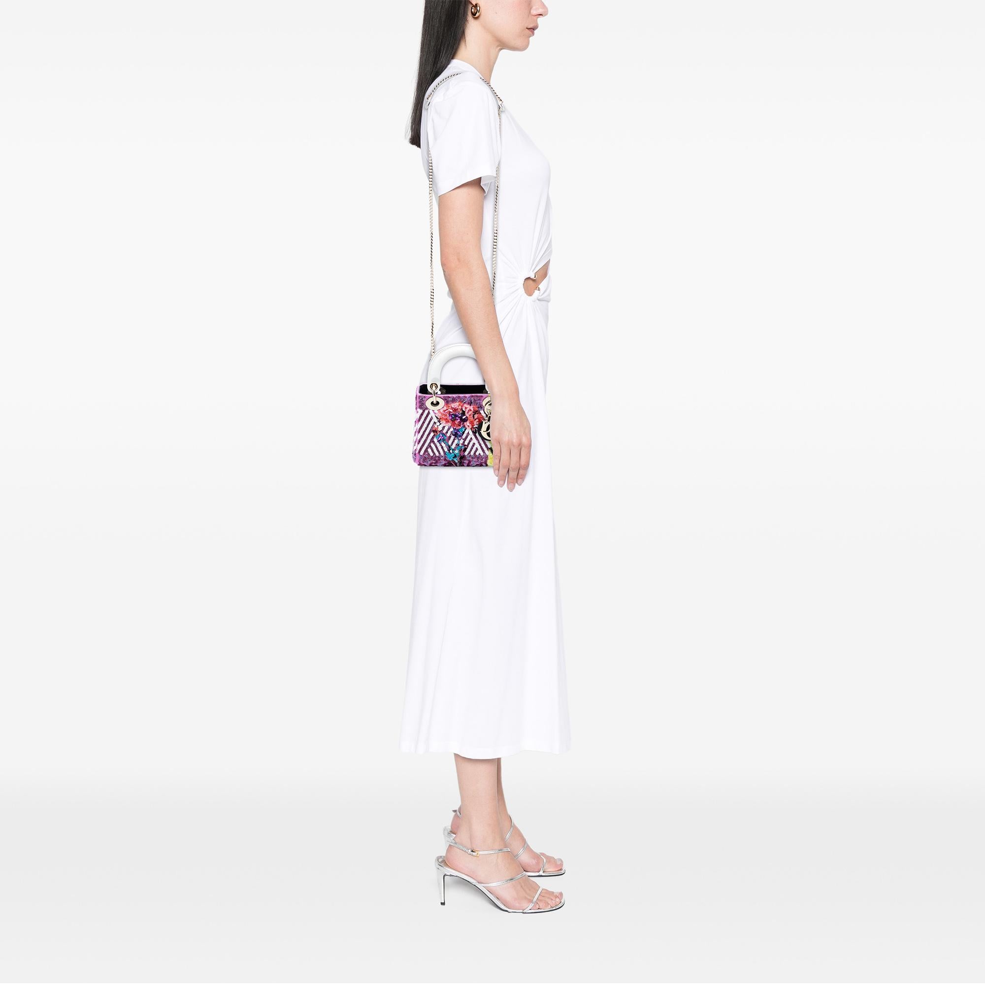 Dior Mini Canvas Sequin Flower Pop Lady Dior