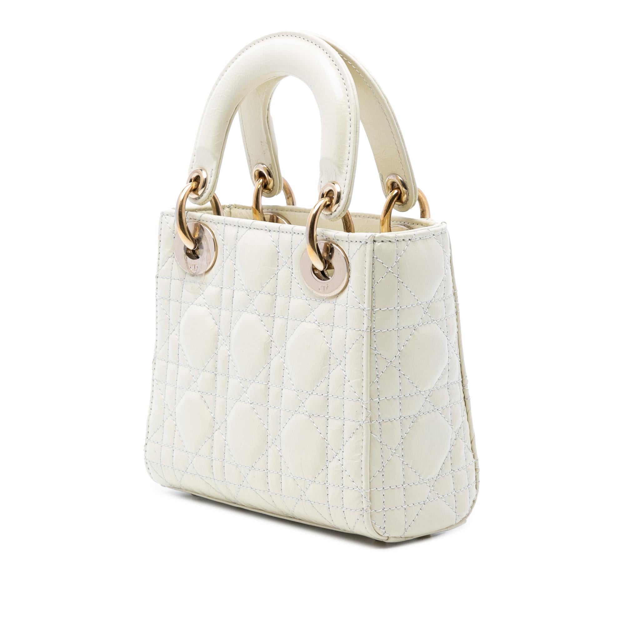 Dior Mini Crinkled Calfskin Cannage Lady Dior