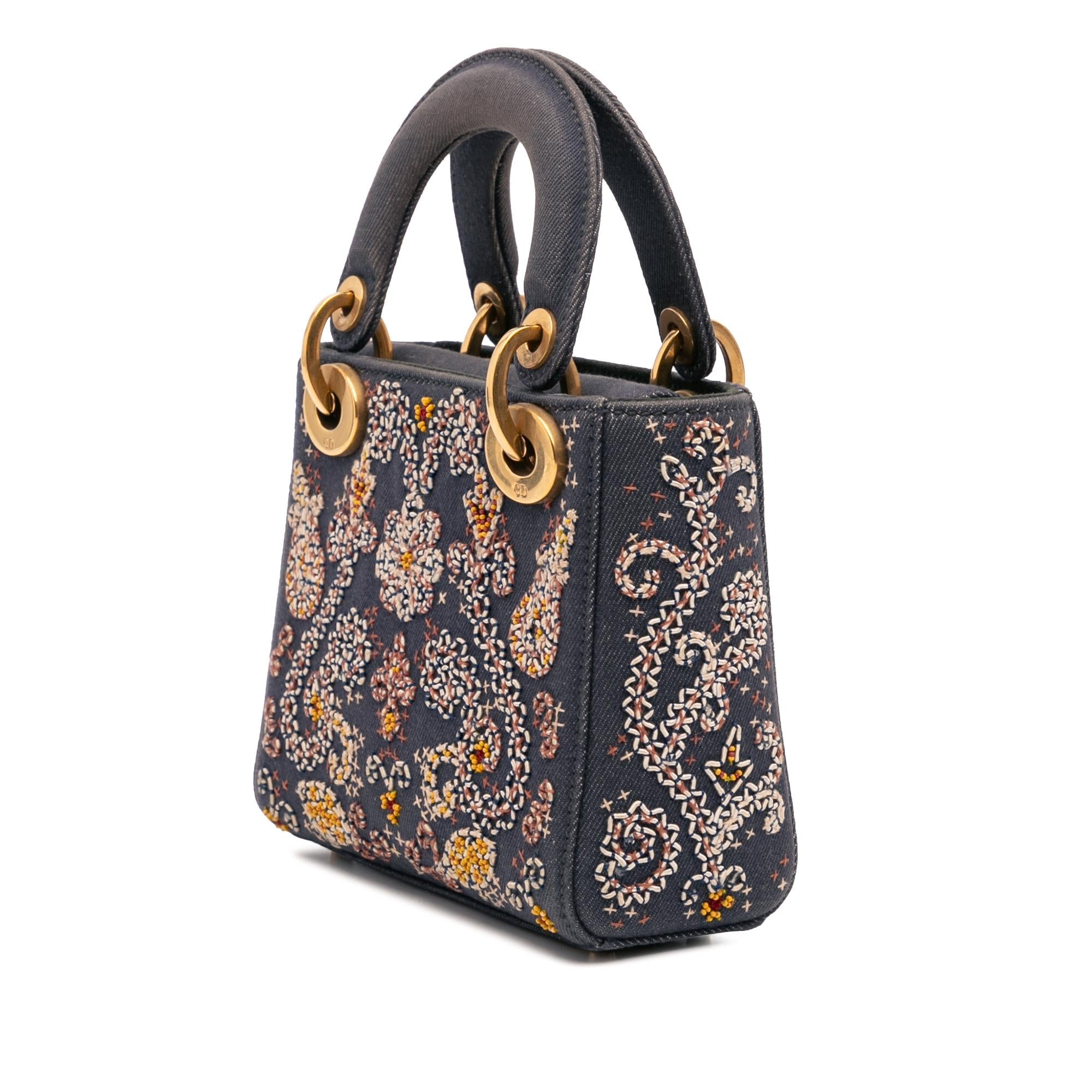Dior Mini Denim Embroidered Lady Dior