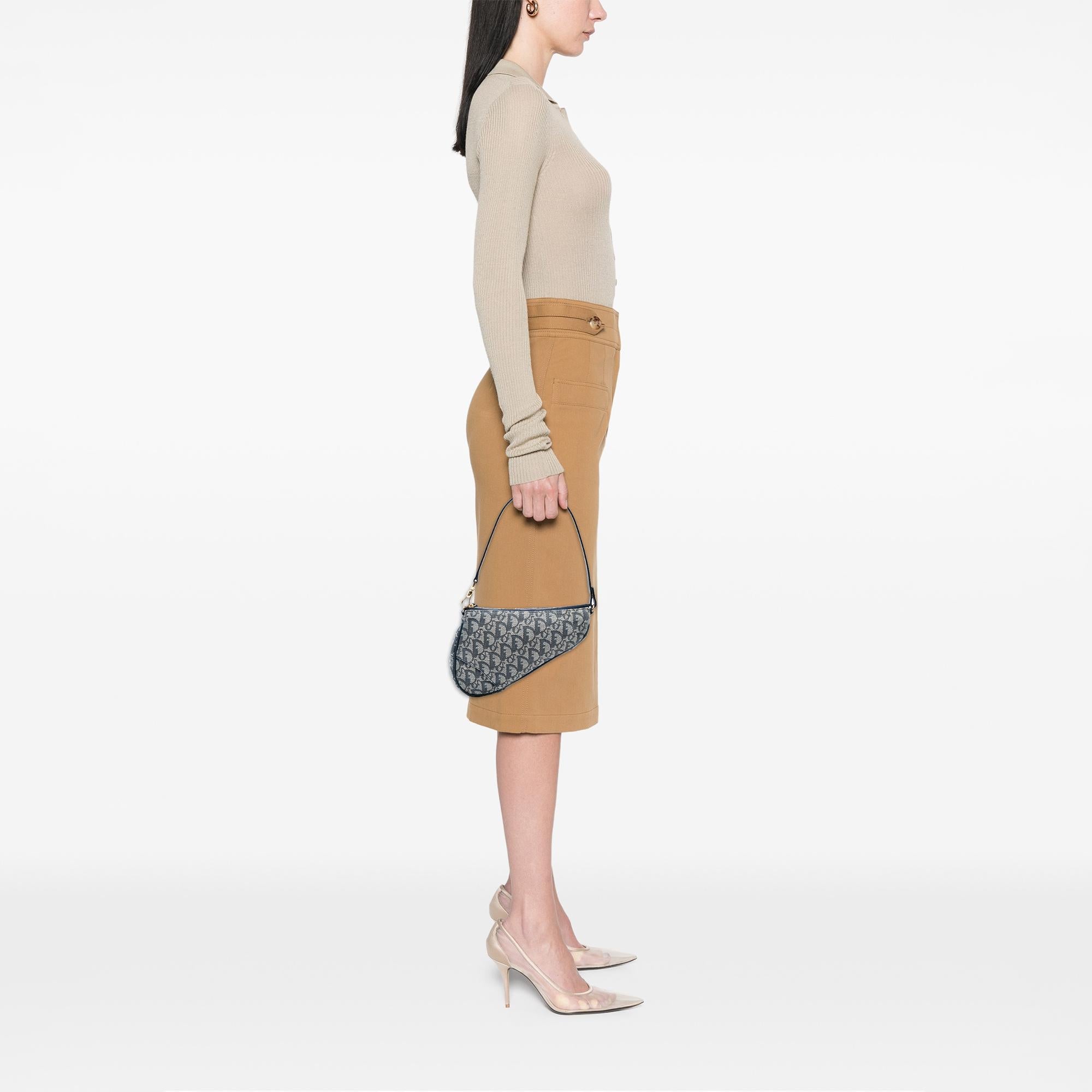 Dior Mini Diorissimo Canvas Saddle Pochette