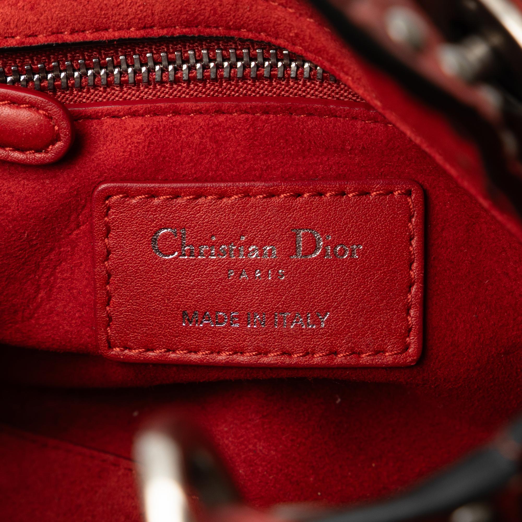 Dior Mini Embossed Calfskin Cannage Studded Flower Lady Dior