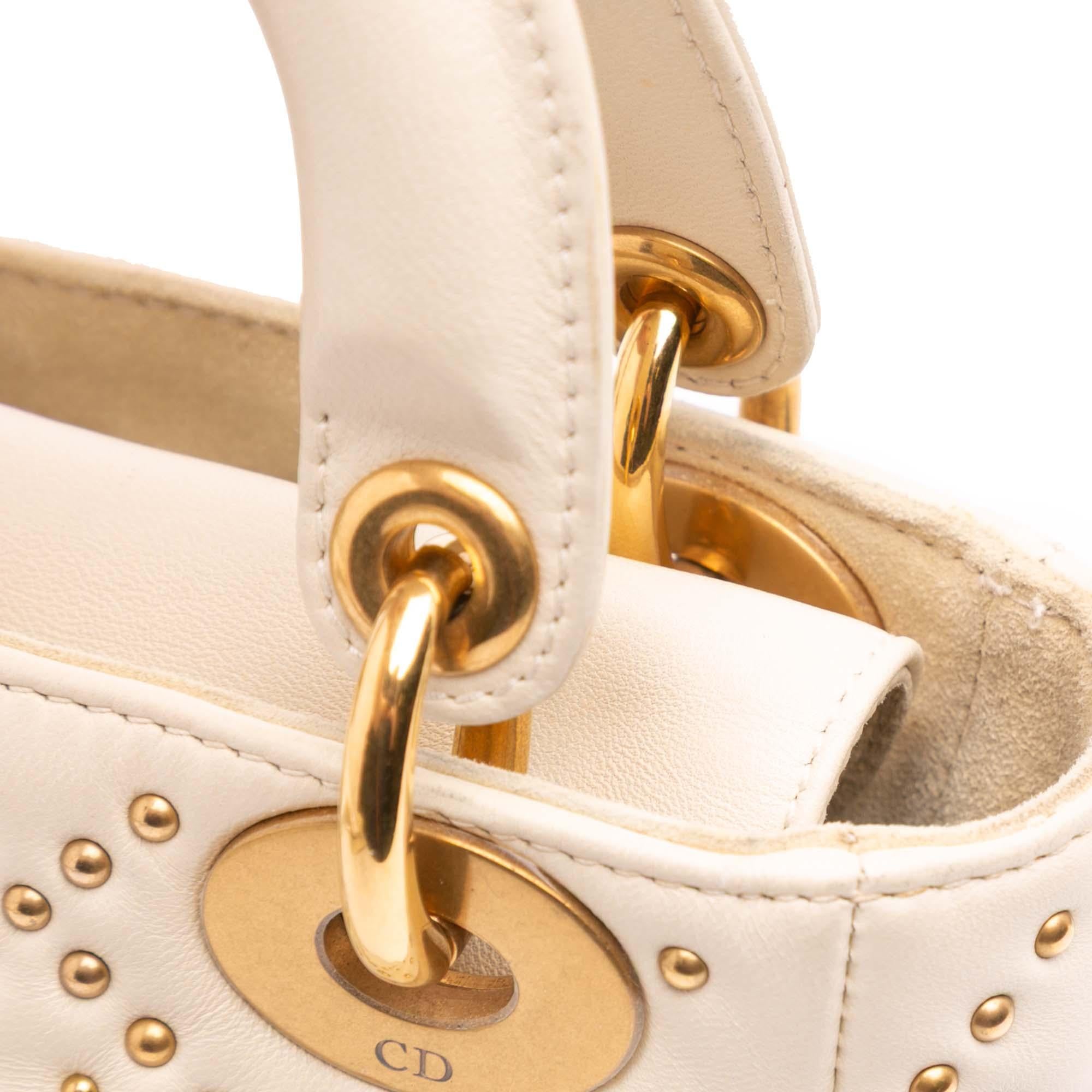 Dior Mini Lambskin Cannage Studded Supple Lady Dior