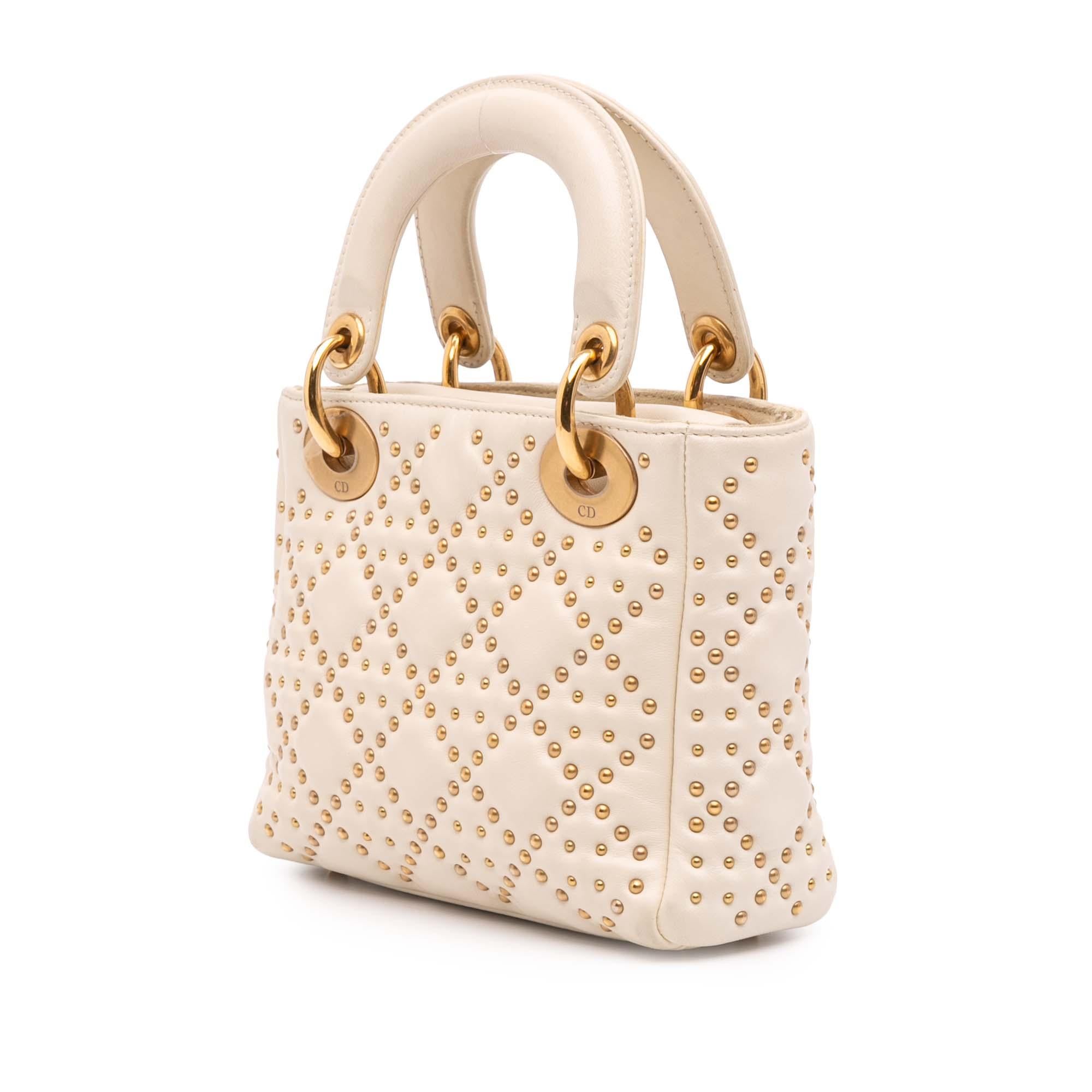 Dior Mini Lambskin Cannage Studded Supple Lady Dior