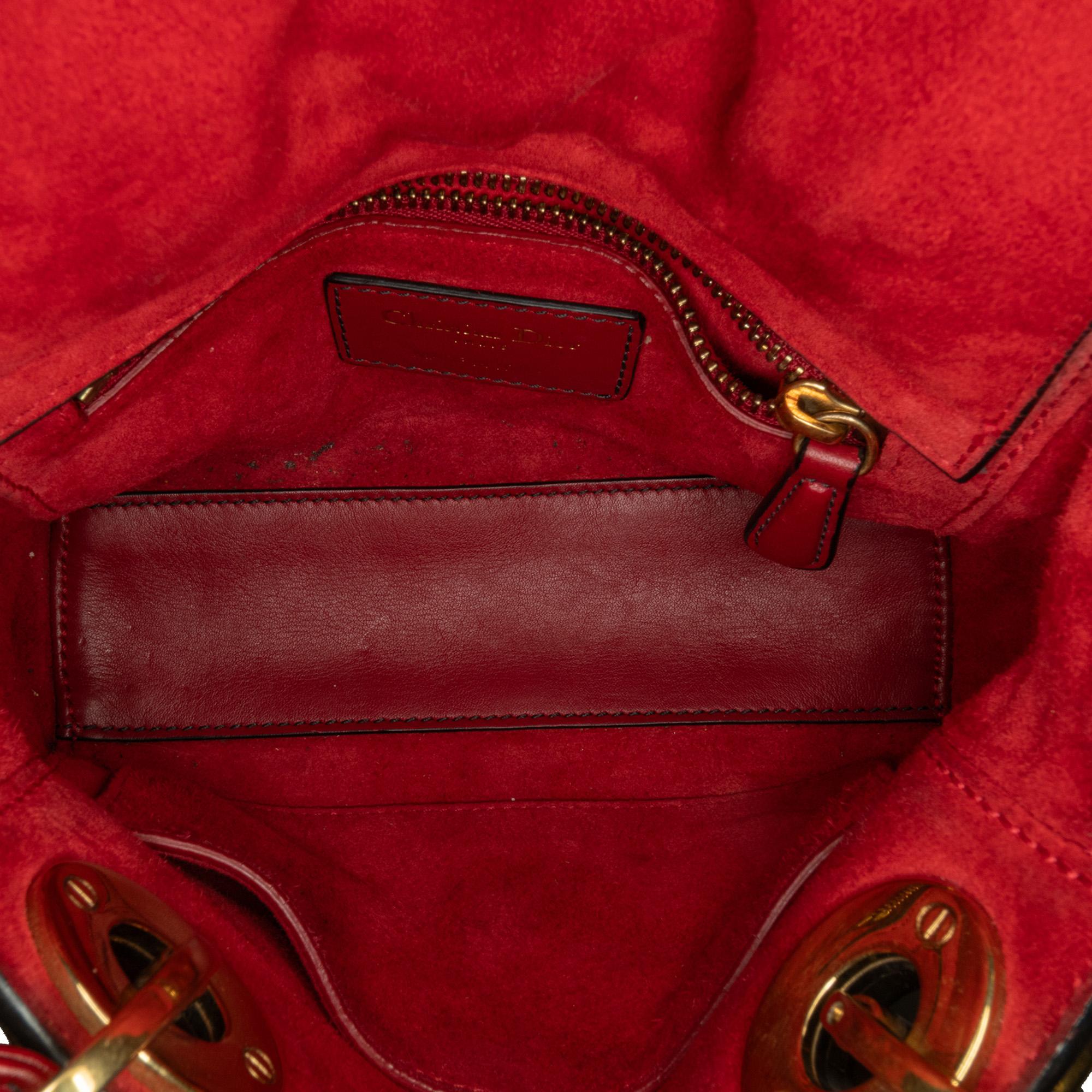 Dior Mini Lambskin Cannage Studded Supple Lady Dior