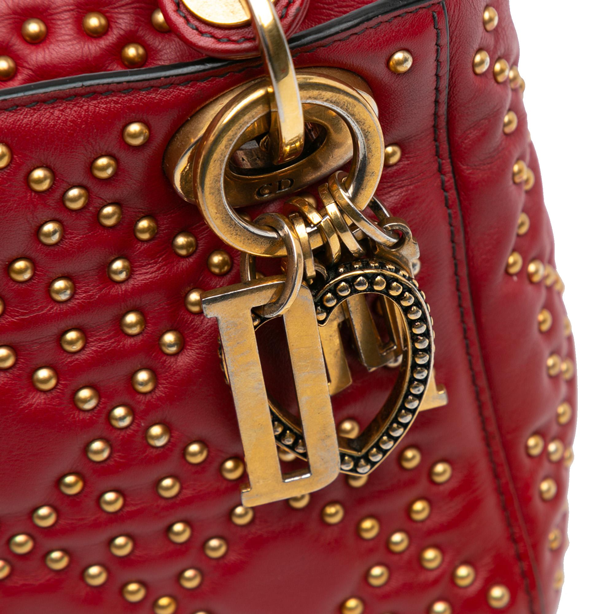 Dior Mini Lambskin Cannage Studded Supple Lady Dior