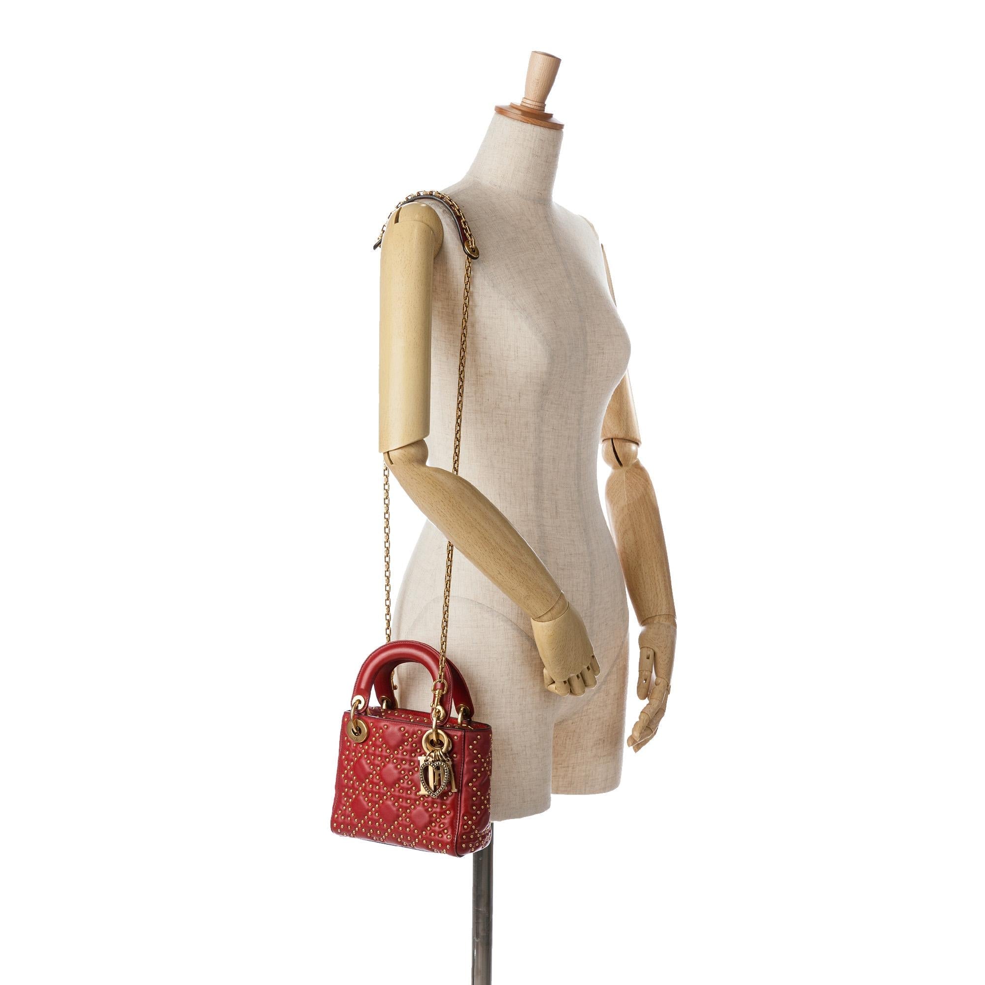 Dior Mini Lambskin Cannage Studded Supple Lady Dior