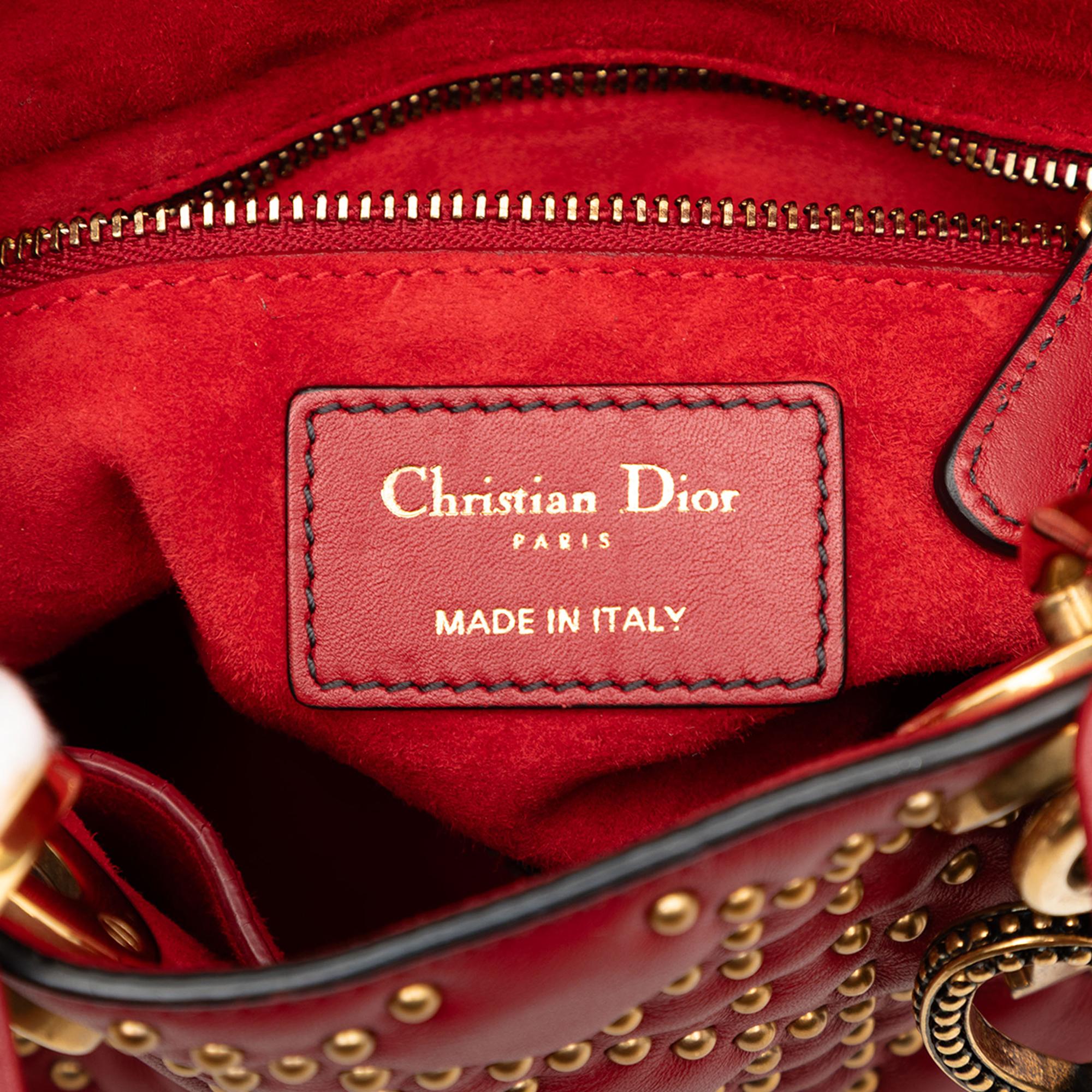 Dior Mini Lambskin Cannage Studded Supple Lady Dior