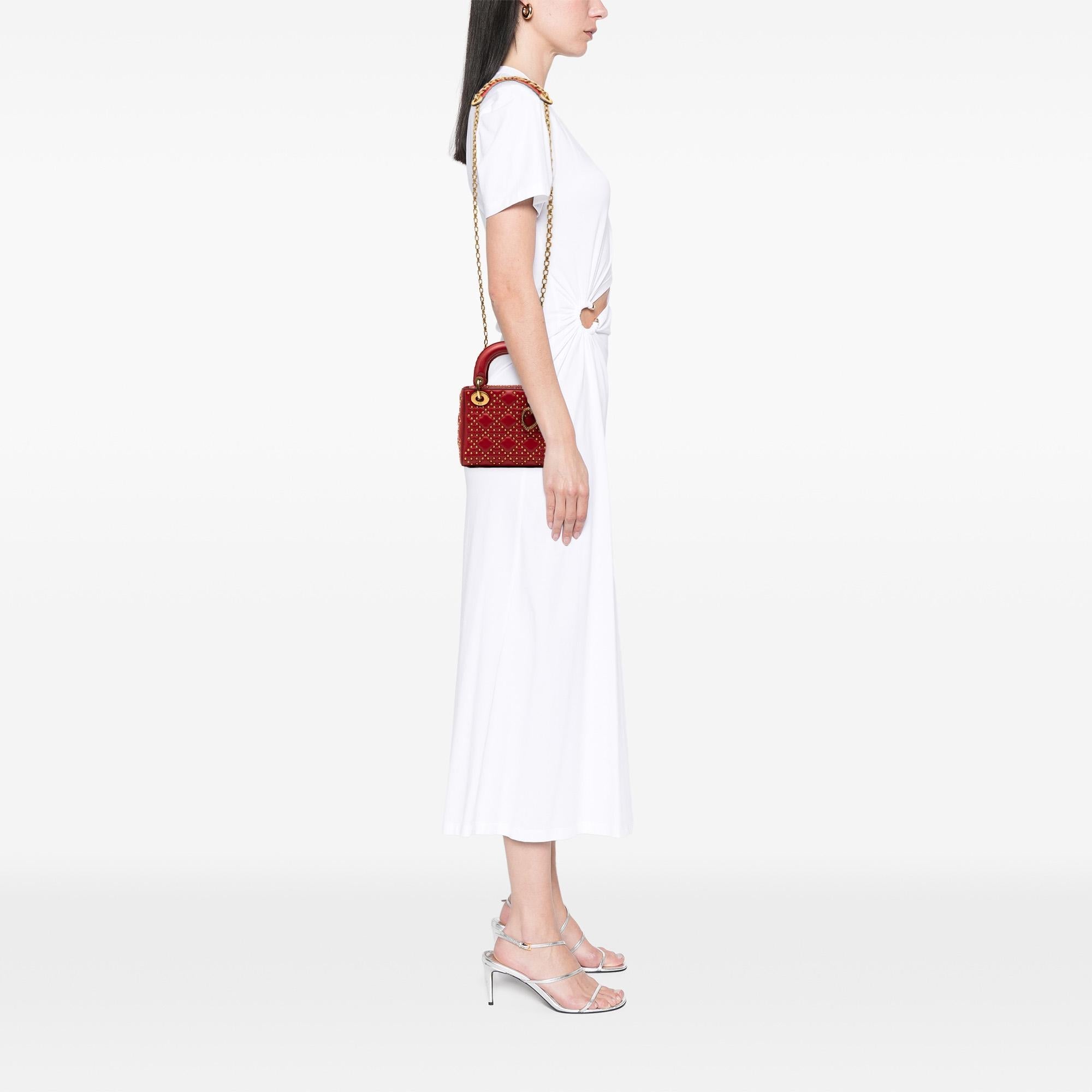 Dior Mini Lambskin Cannage Studded Supple Lady Dior
