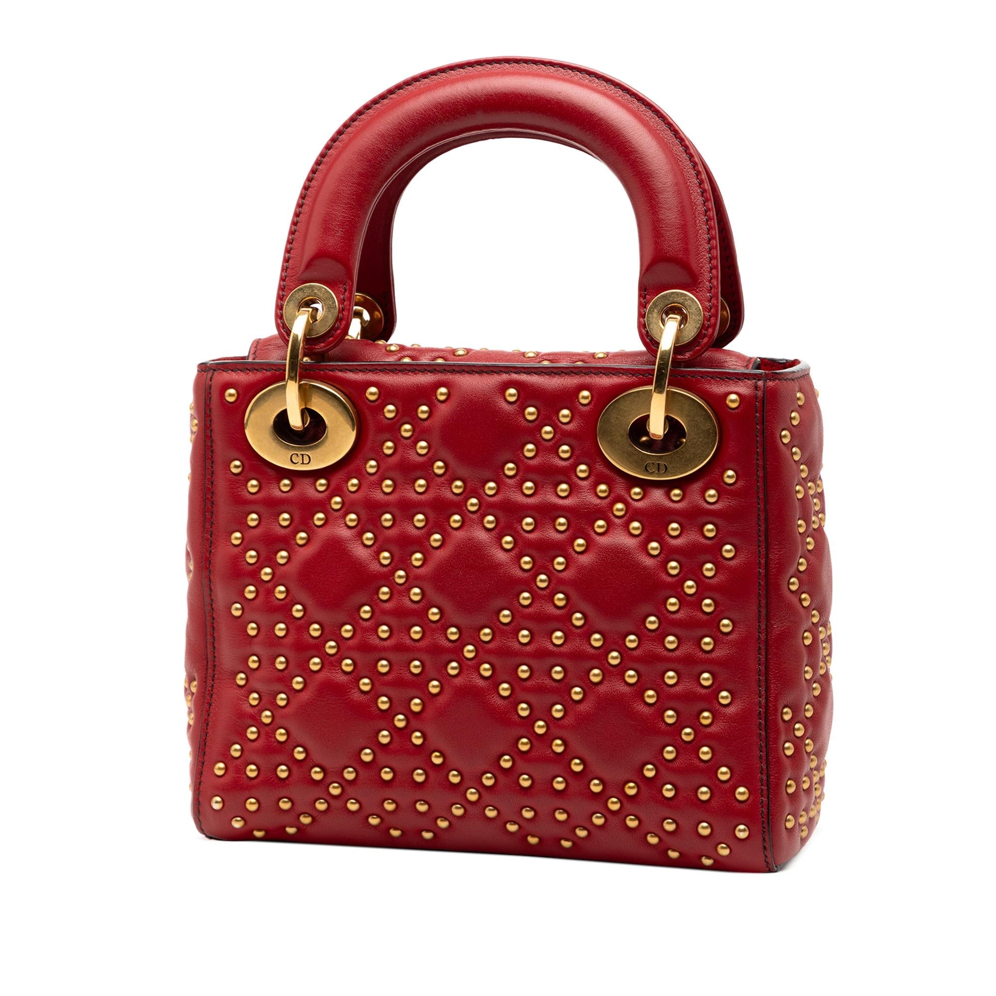 Dior Mini Lambskin Cannage Studded Supple Lady Dior