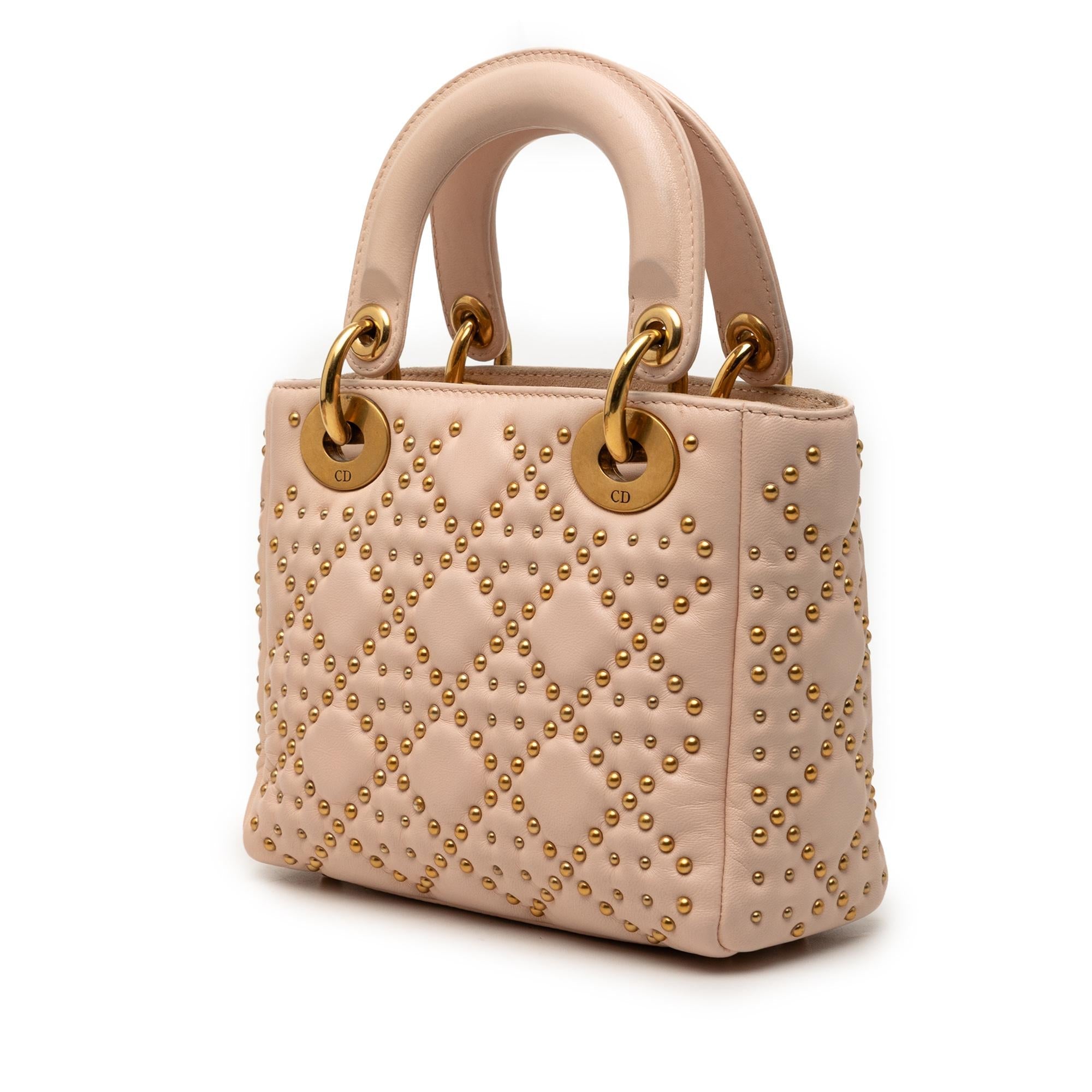 Dior Mini Lambskin Cannage Studded Supple Lady Dior