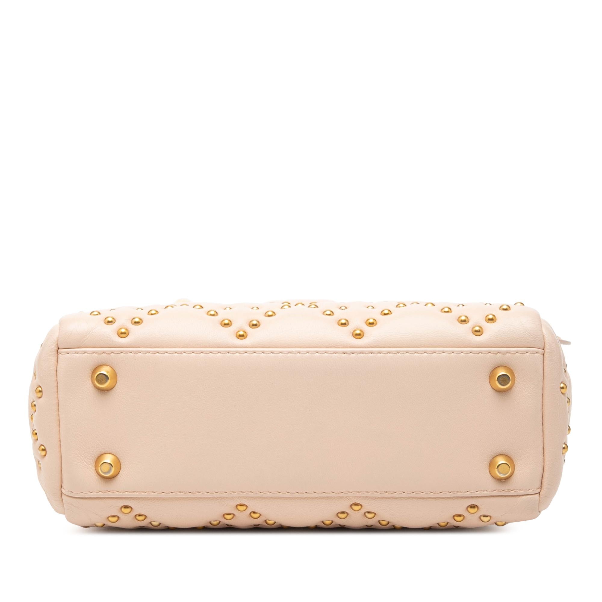 Dior Mini Lambskin Cannage Studded Supple Lady Dior