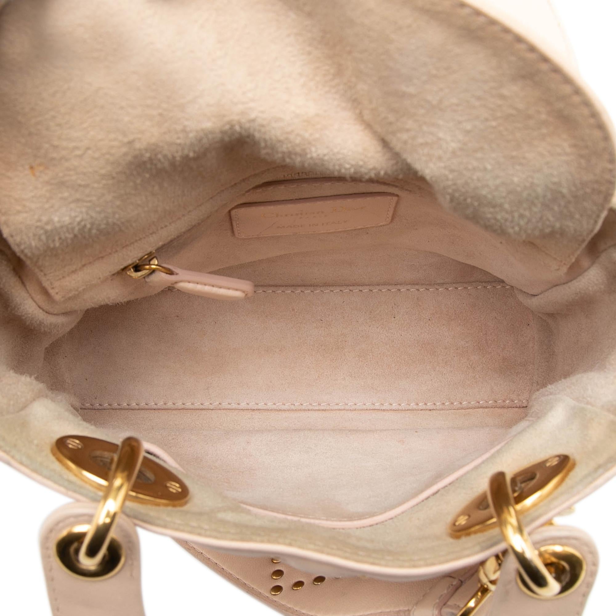 Dior Mini Lambskin Cannage Studded Supple Lady Dior